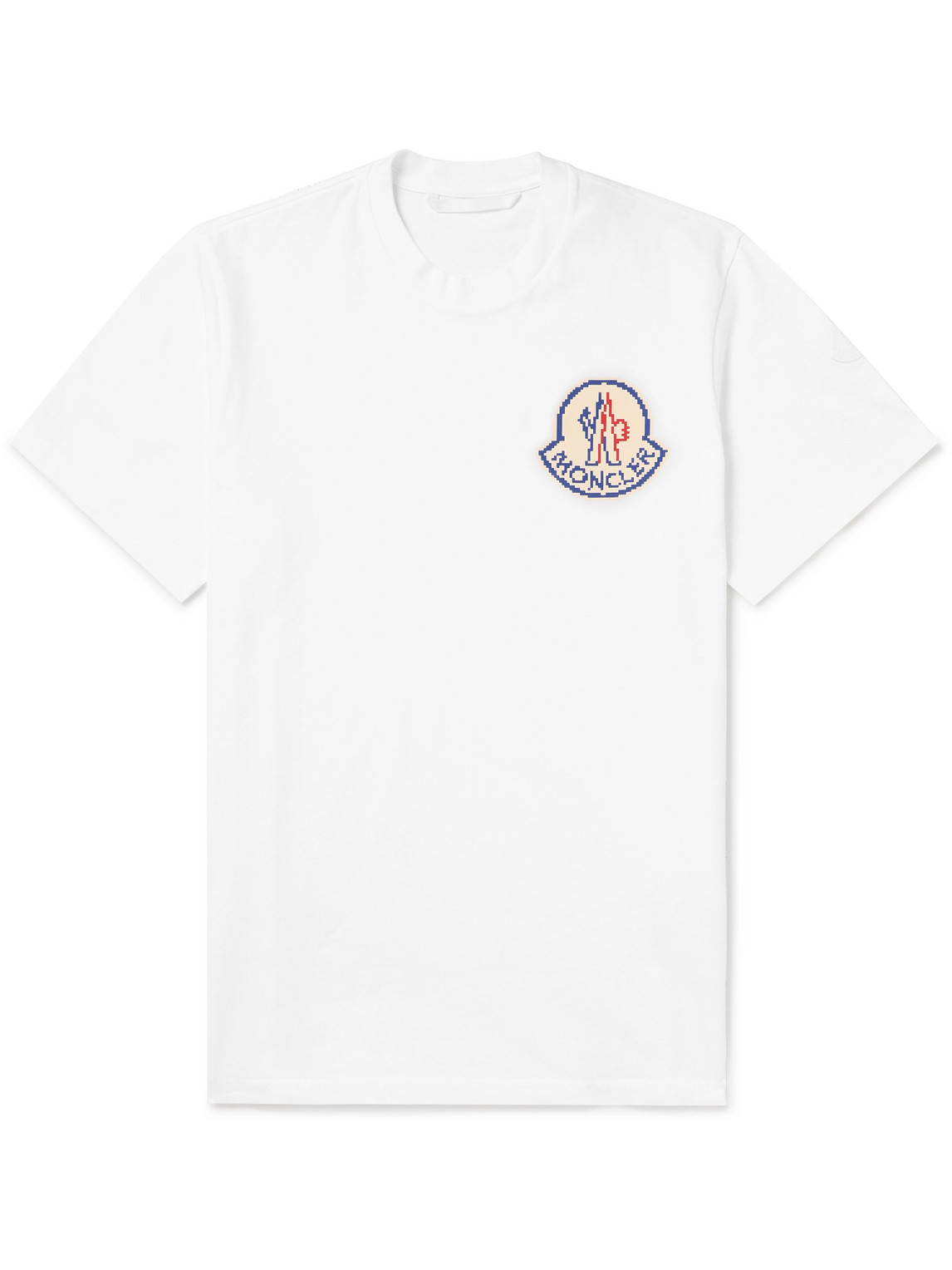 Moncler Natural White Cotton Short Sleeves T-shirt In White