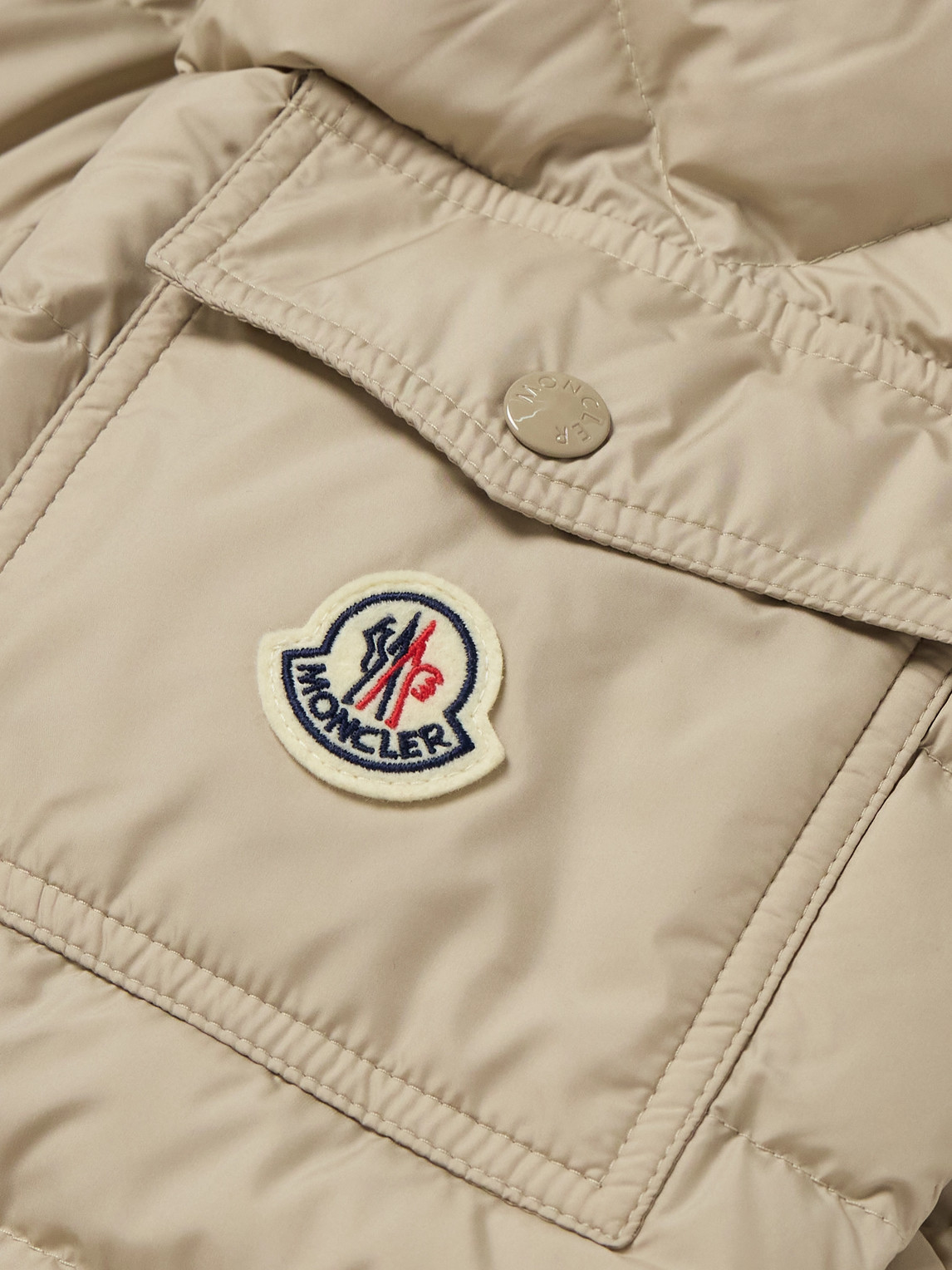 Moncler Galion Quilted Shell Hooded Down Jacket In Neutrals