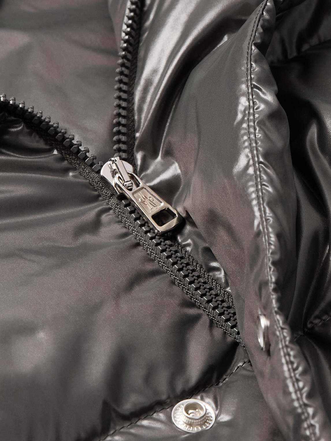 Moncler Maljasset Slim-fit Quilted Lacquered-nylon Hooded Down Jacket In Gray