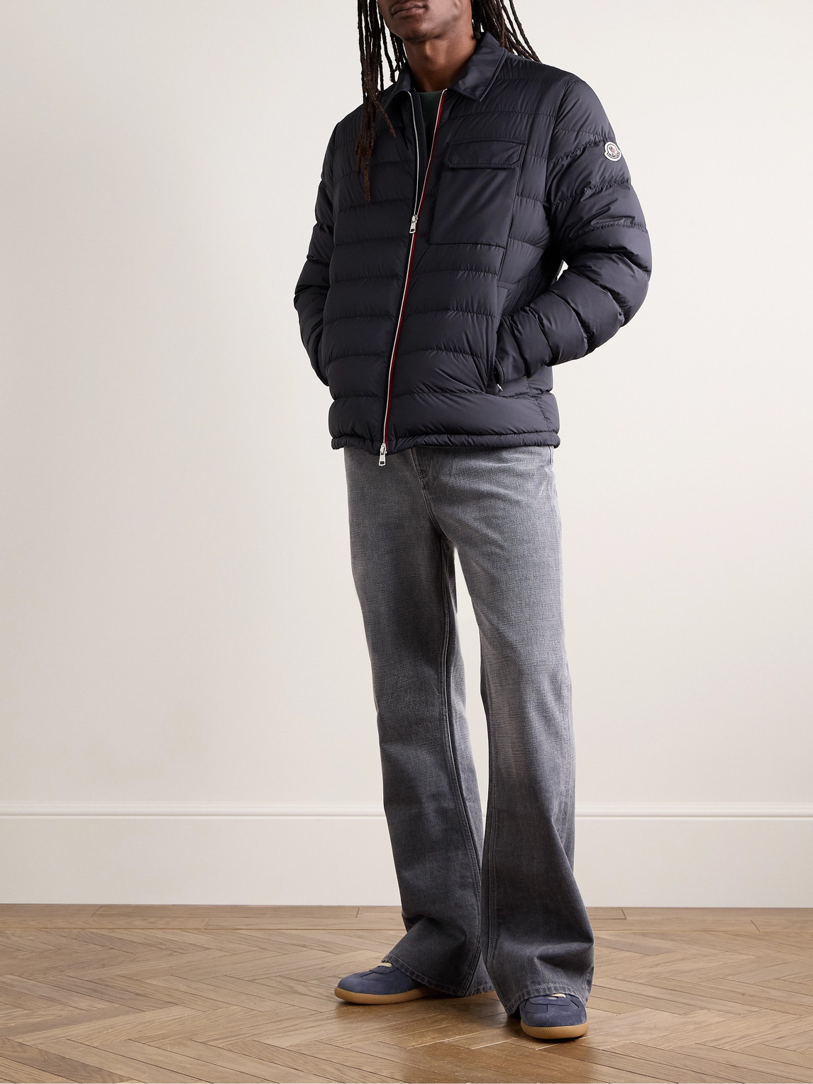 Moncler Fazzon Logo-appliquéd Quilted Shell Down Jacket In Blue
