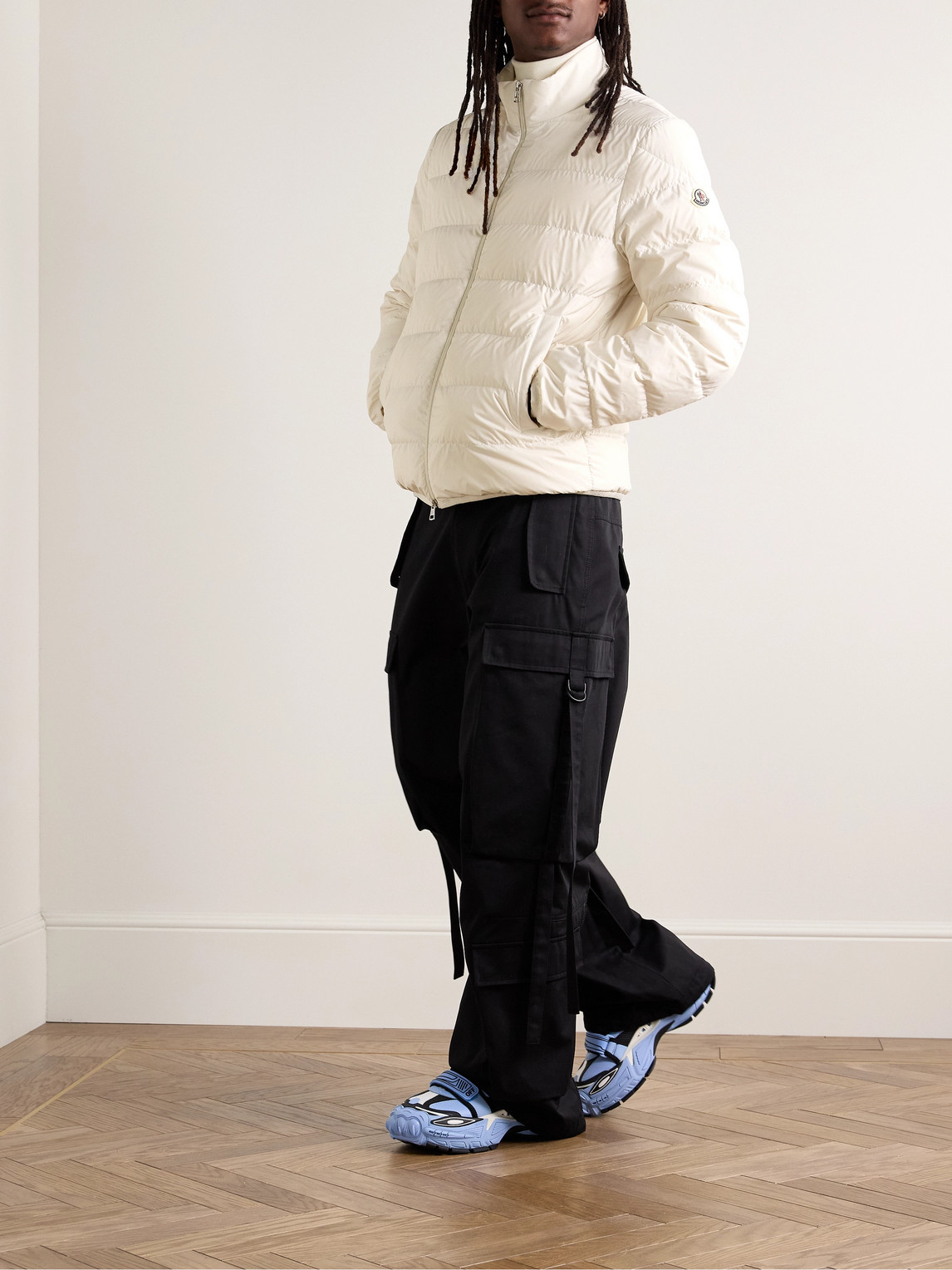 Moncler Baudinet Logo-appliquéd Quilted Shell Down Jacket In Neutrals