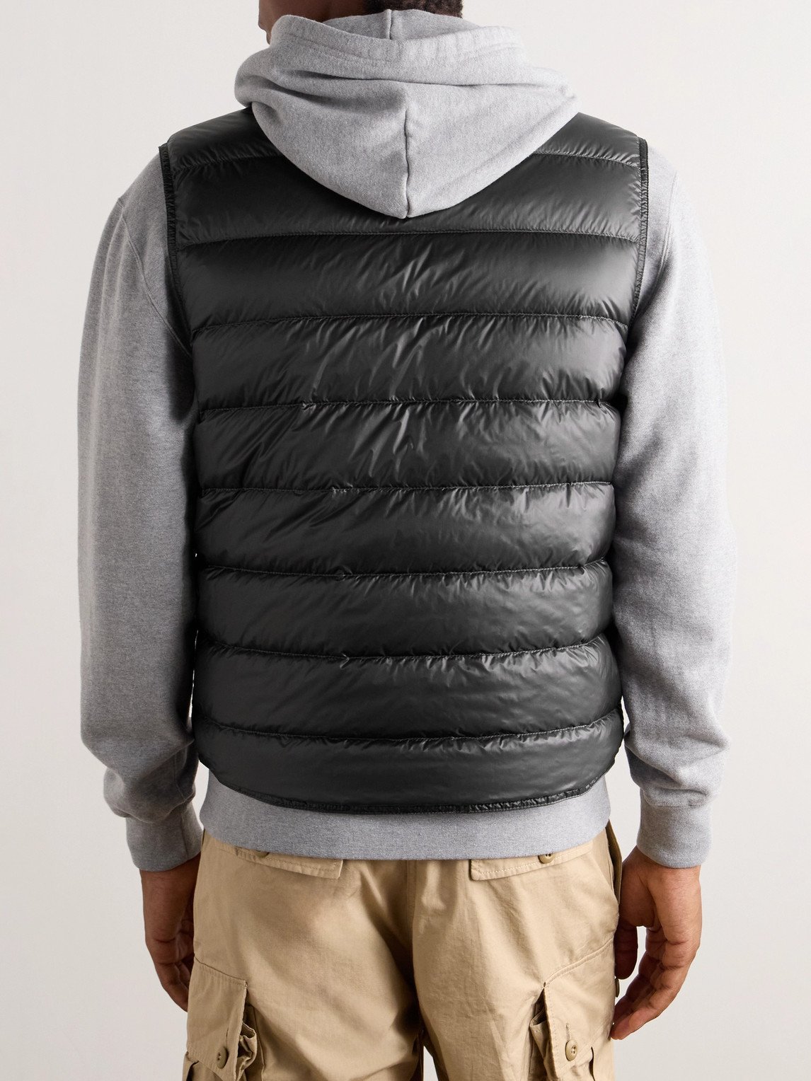 Moncler Gui Slim-fit Logo-appliquéd Quilted Shell Down Gilet In Gray