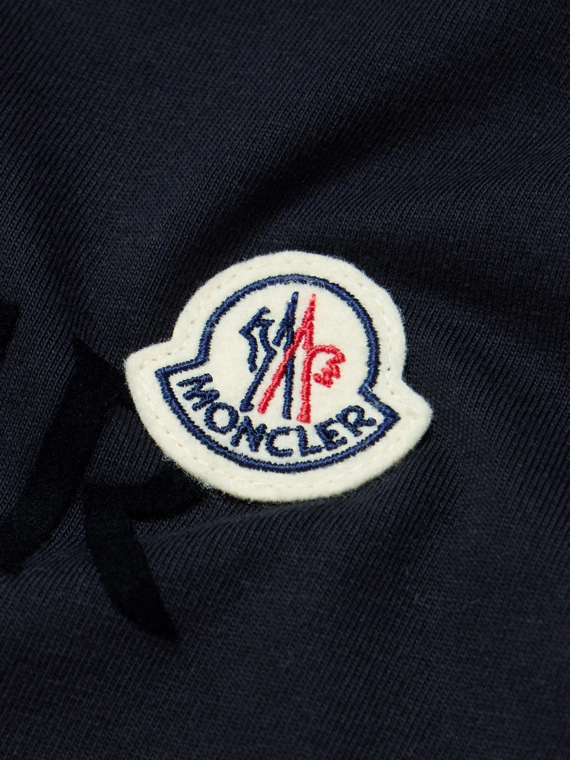 Moncler Men T-shirt With Flocked Cotton Logo In Blue