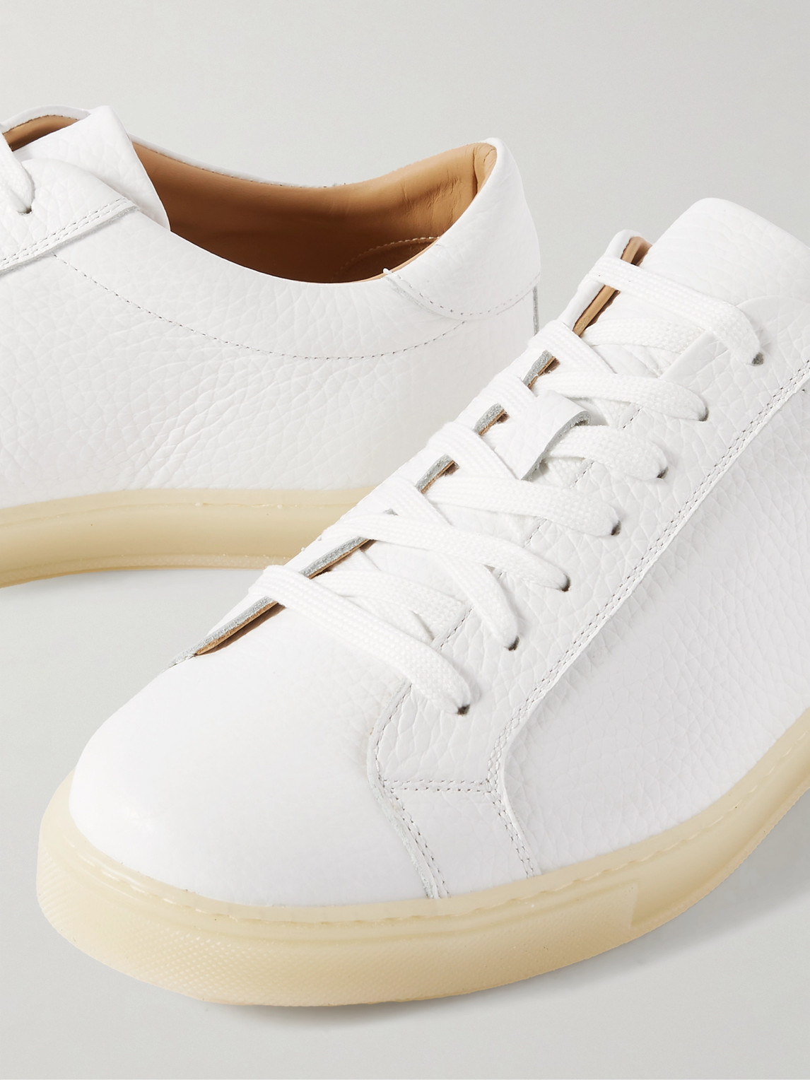 Shop Thom Sweeney Full-grain Leather Sneakers In White