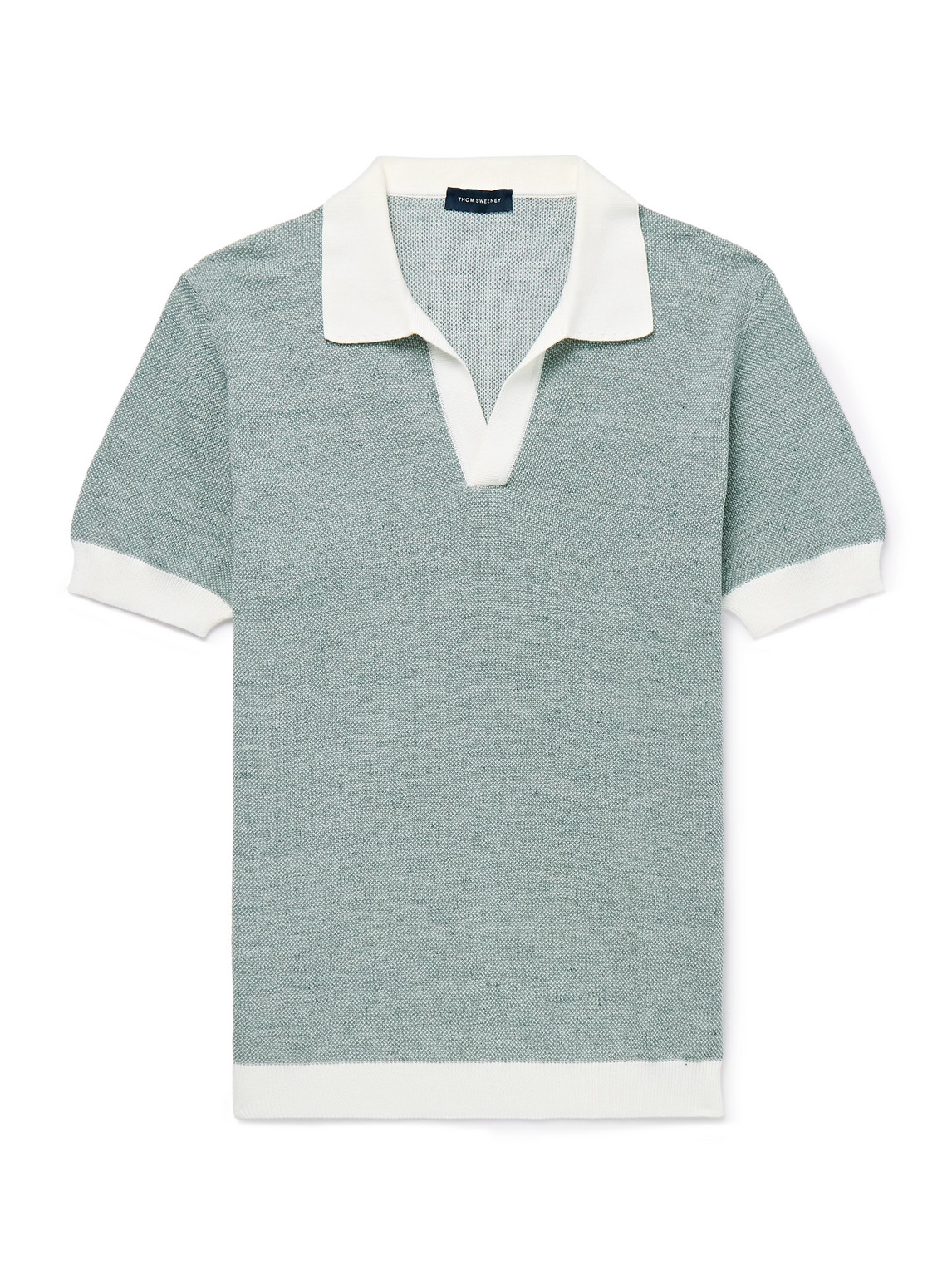 Thom Sweeney Cotton And Linen Polo Shirt In Green