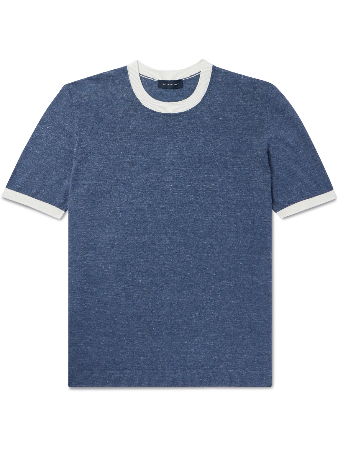 Thom Sweeney Cotton And Linen-blend T-shirt In Blue