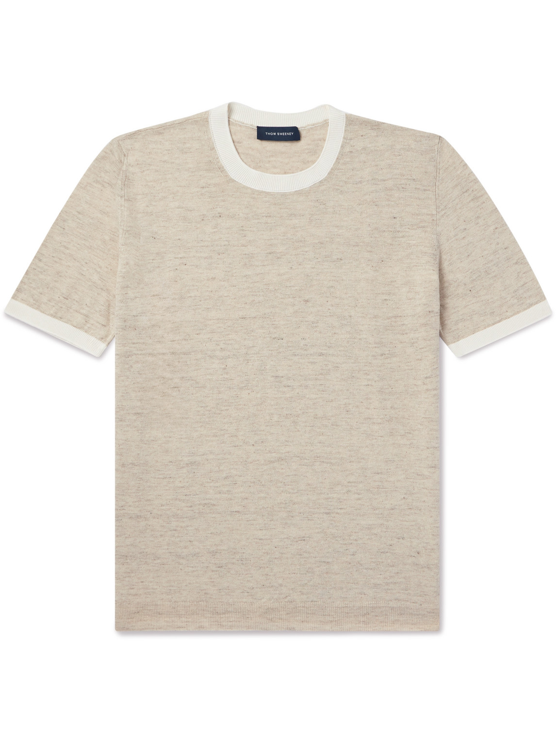 Shop Thom Sweeney Cotton And Linen-blend T-shirt In Neutrals