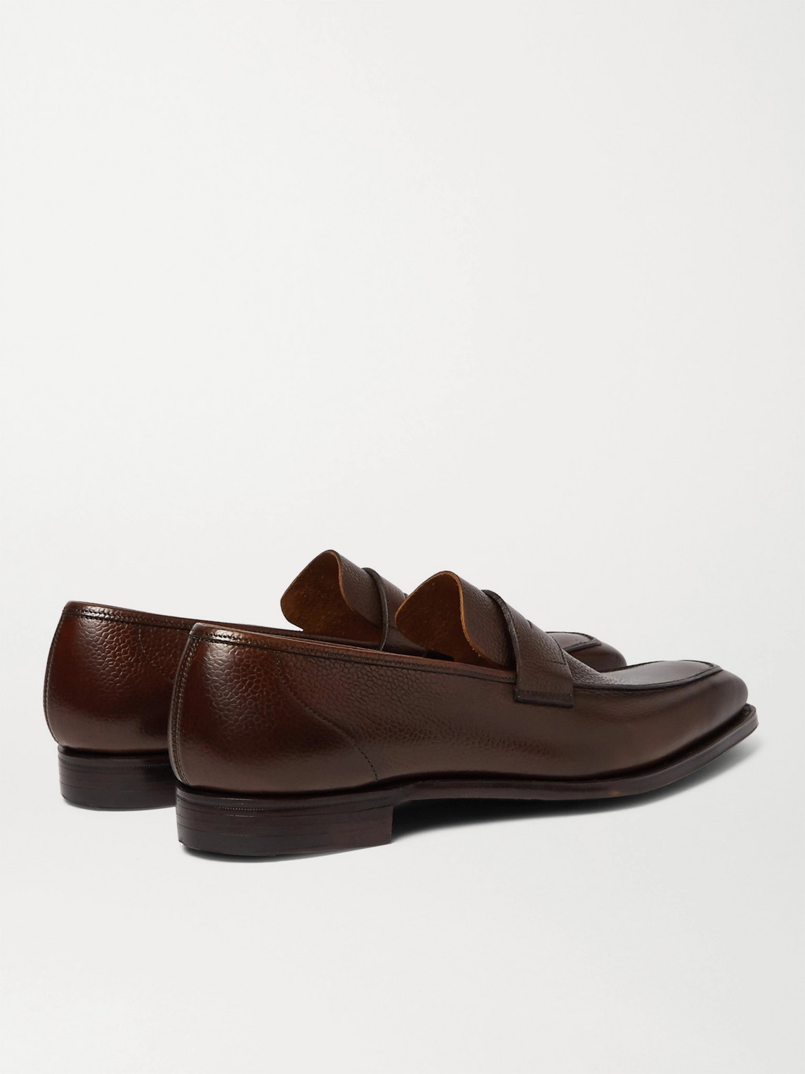 Shop George Cleverley George Full-grain Leather Penny Loafers In Brown