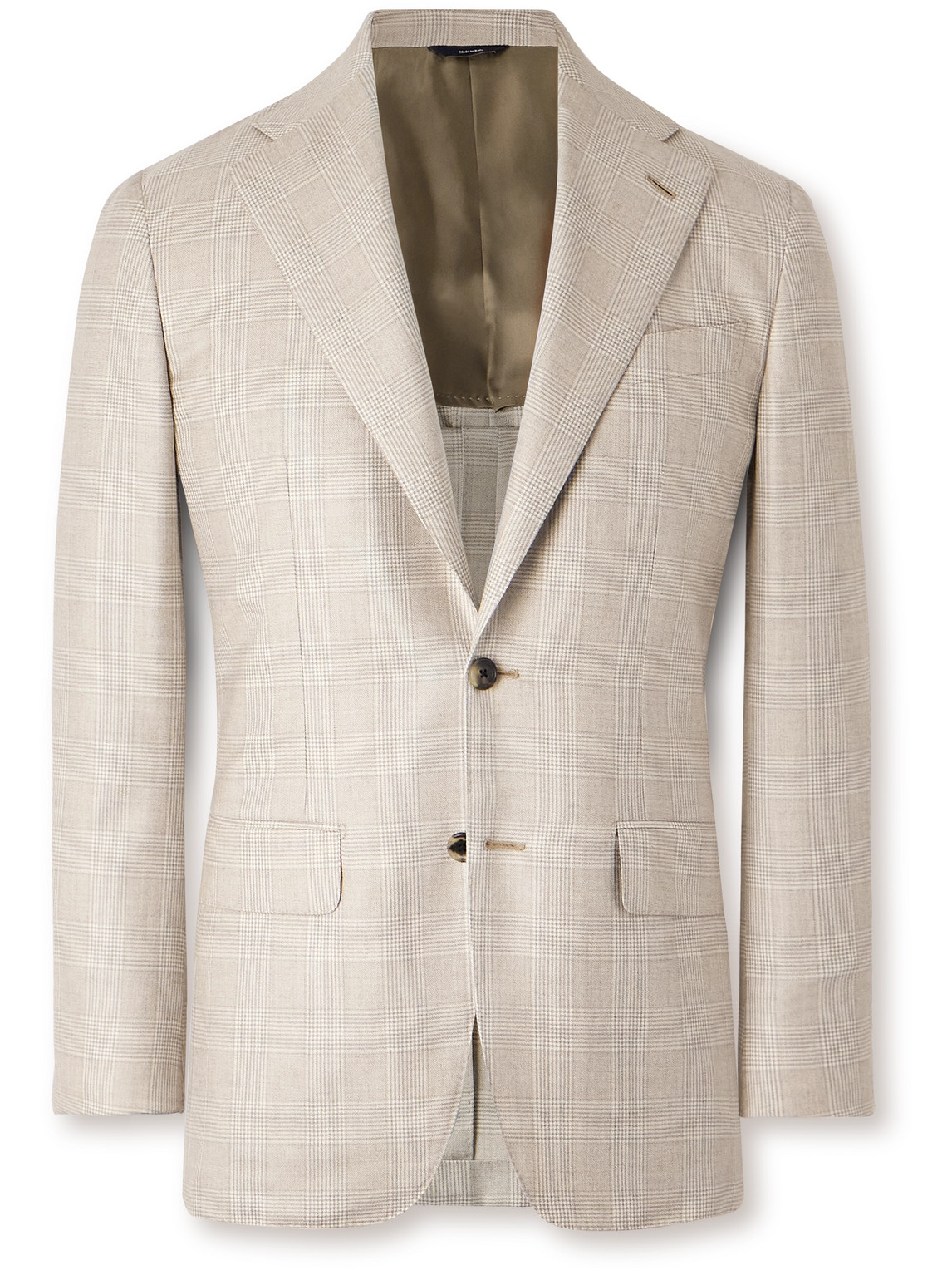 Thom Sweeney Unstructured Slim-fit Checked Cashmere Blazer In Neutrals