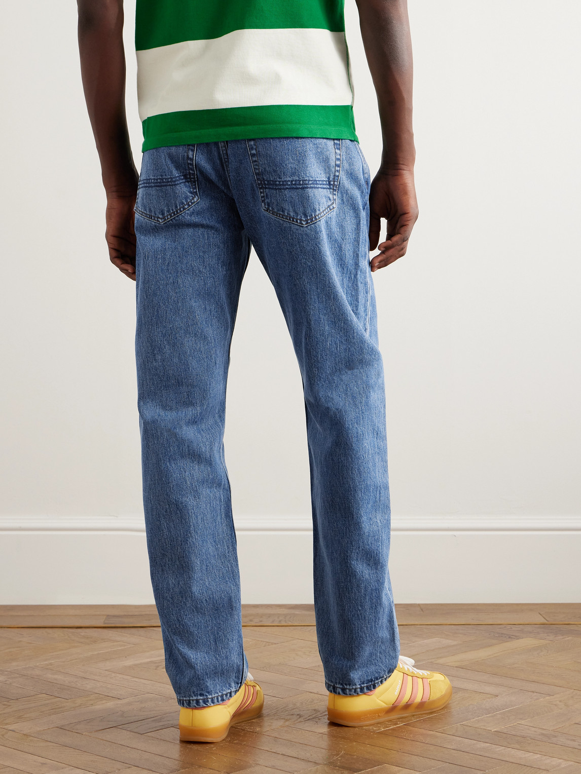 Shop Drake's Tapered Selvedge Jeans In Blue