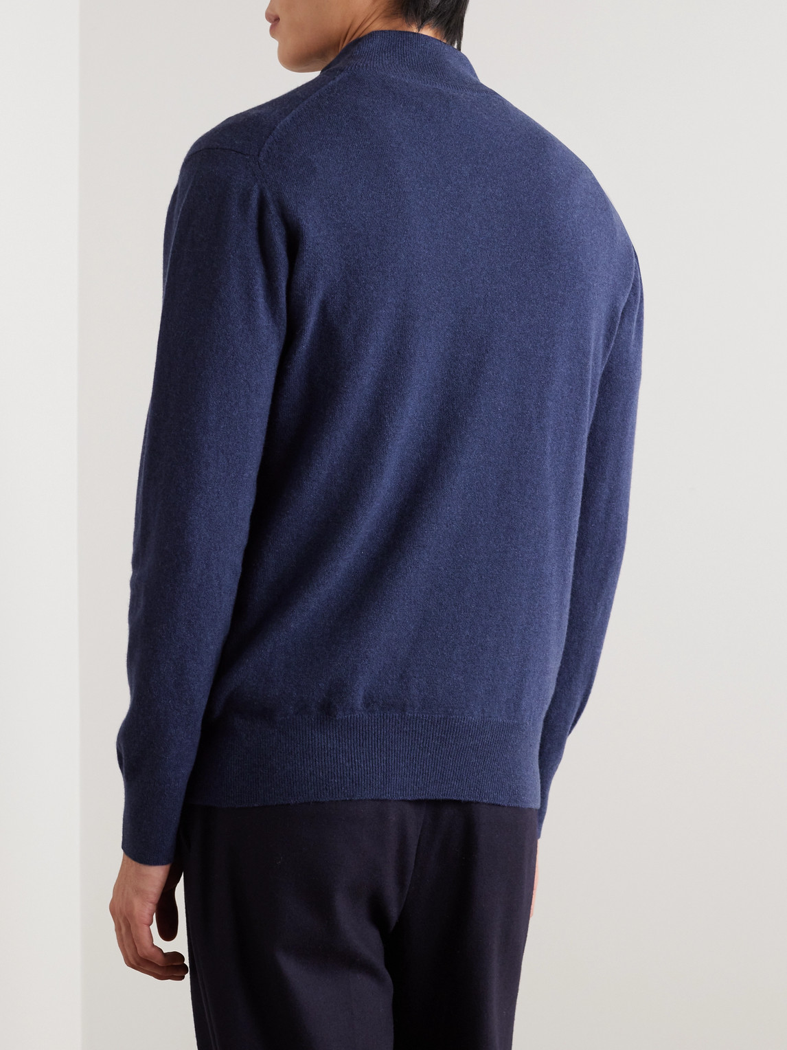 Shop Kingsman Wade Merino Wool And Cashmere-blend Half-zip Sweater In Blue