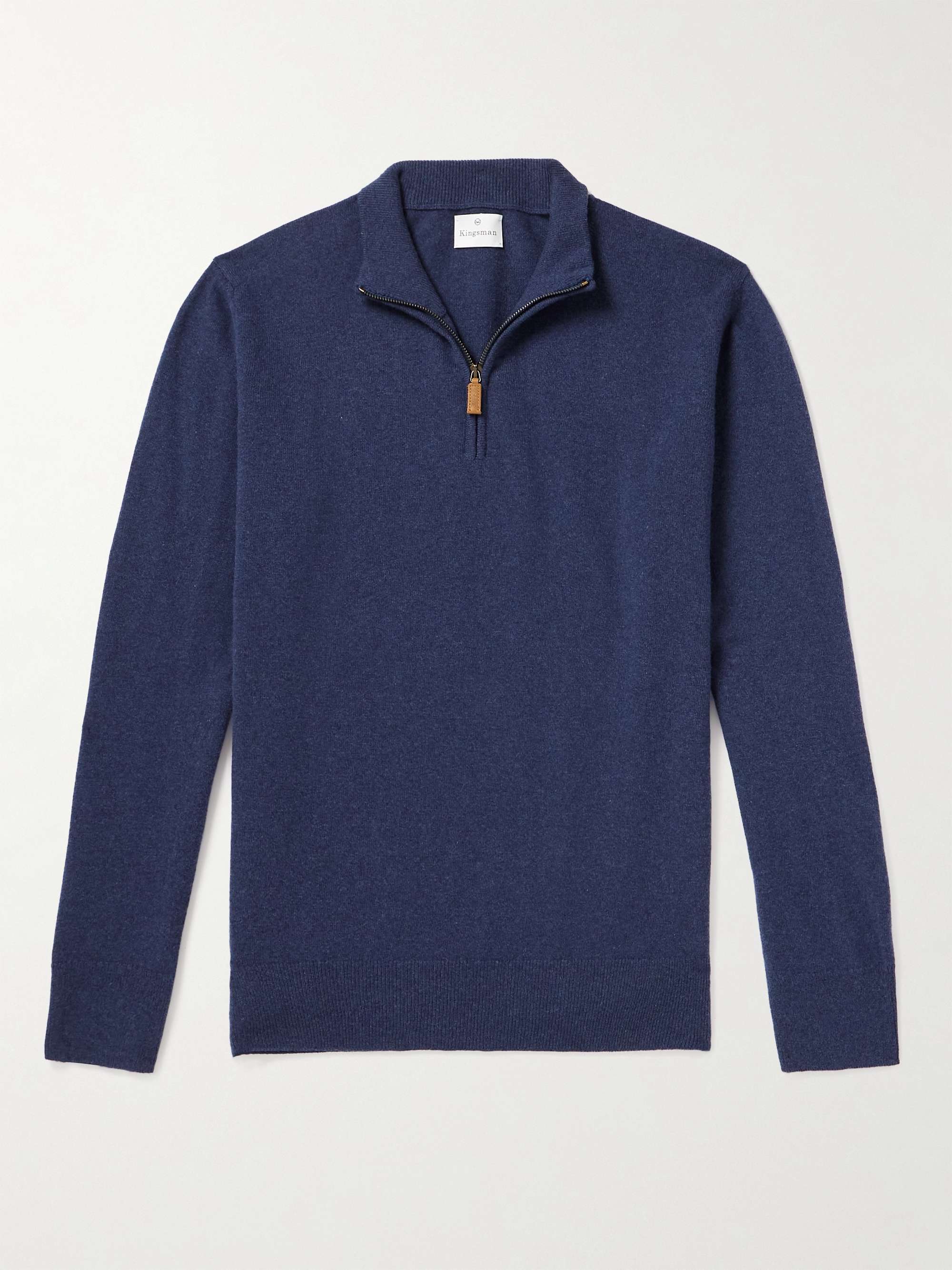 KINGSMAN Wade Merino Wool and Cashmere-Blend Half-Zip Sweater