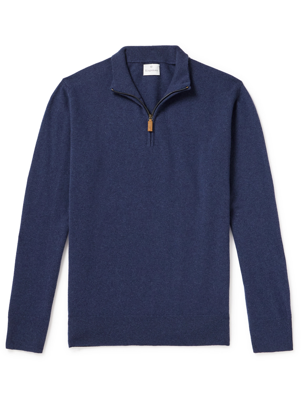 Kingsman Wade Merino Wool And Cashmere-blend Half-zip Jumper In Blue