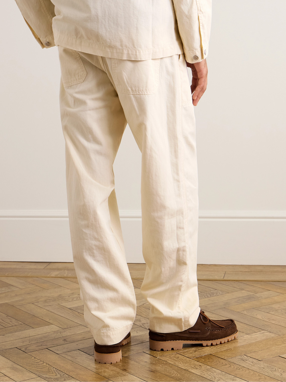 Drake's Tapered Herringbone Cotton and Linen-Blend Twill