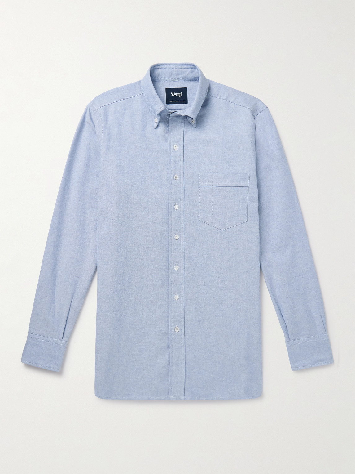 Drake's Slim-fit Button-down Collar Cotton Oxford Shirt In Blue