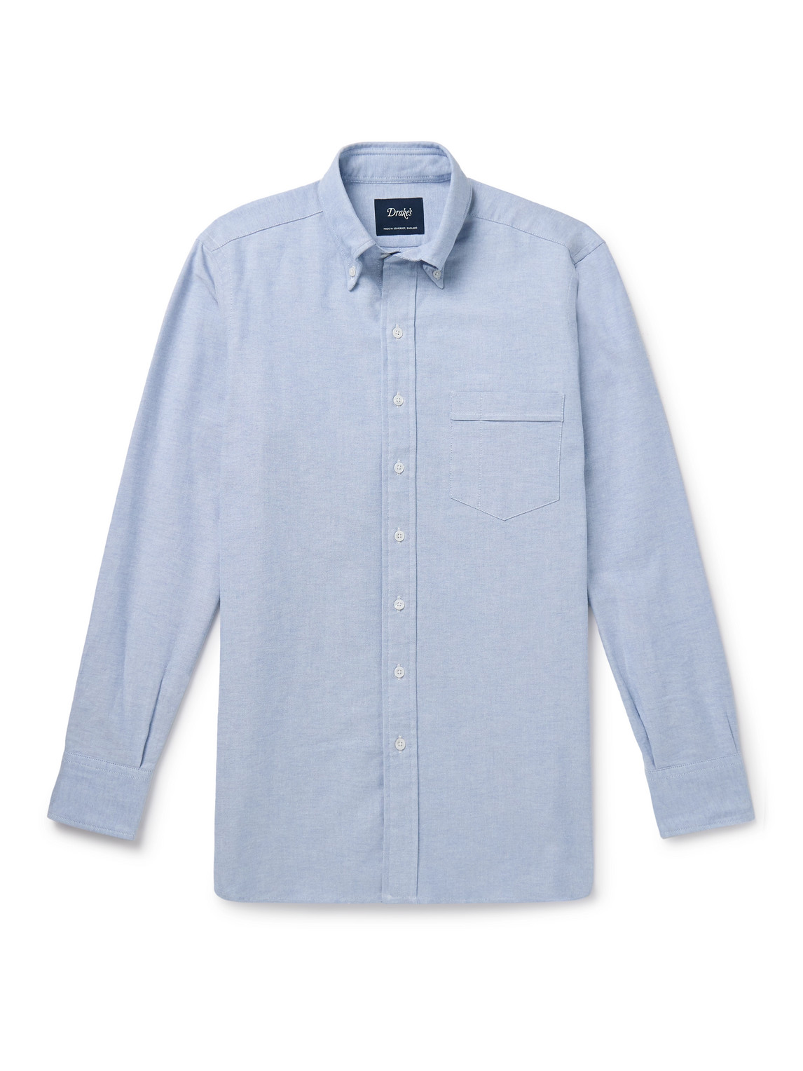Drake's Slim-fit Button-down Collar Cotton Oxford Shirt In Blue
