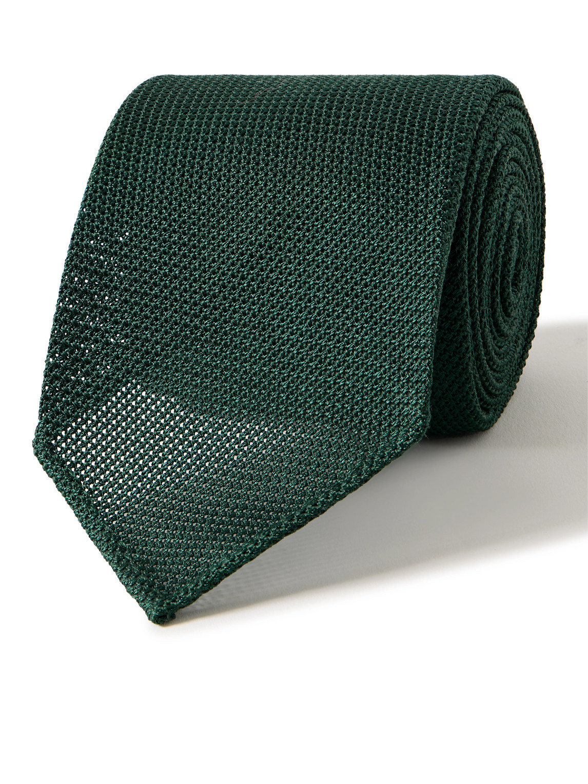 Drake's 8cm Silk-grenadine Tie In Green