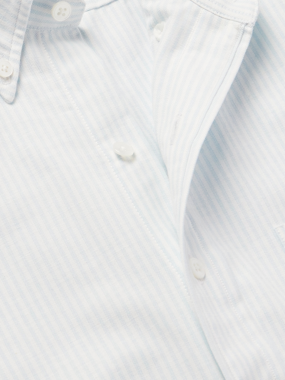 Shop Drake's Button-down Collar Striped Cotton Oxford Shirt In Blue