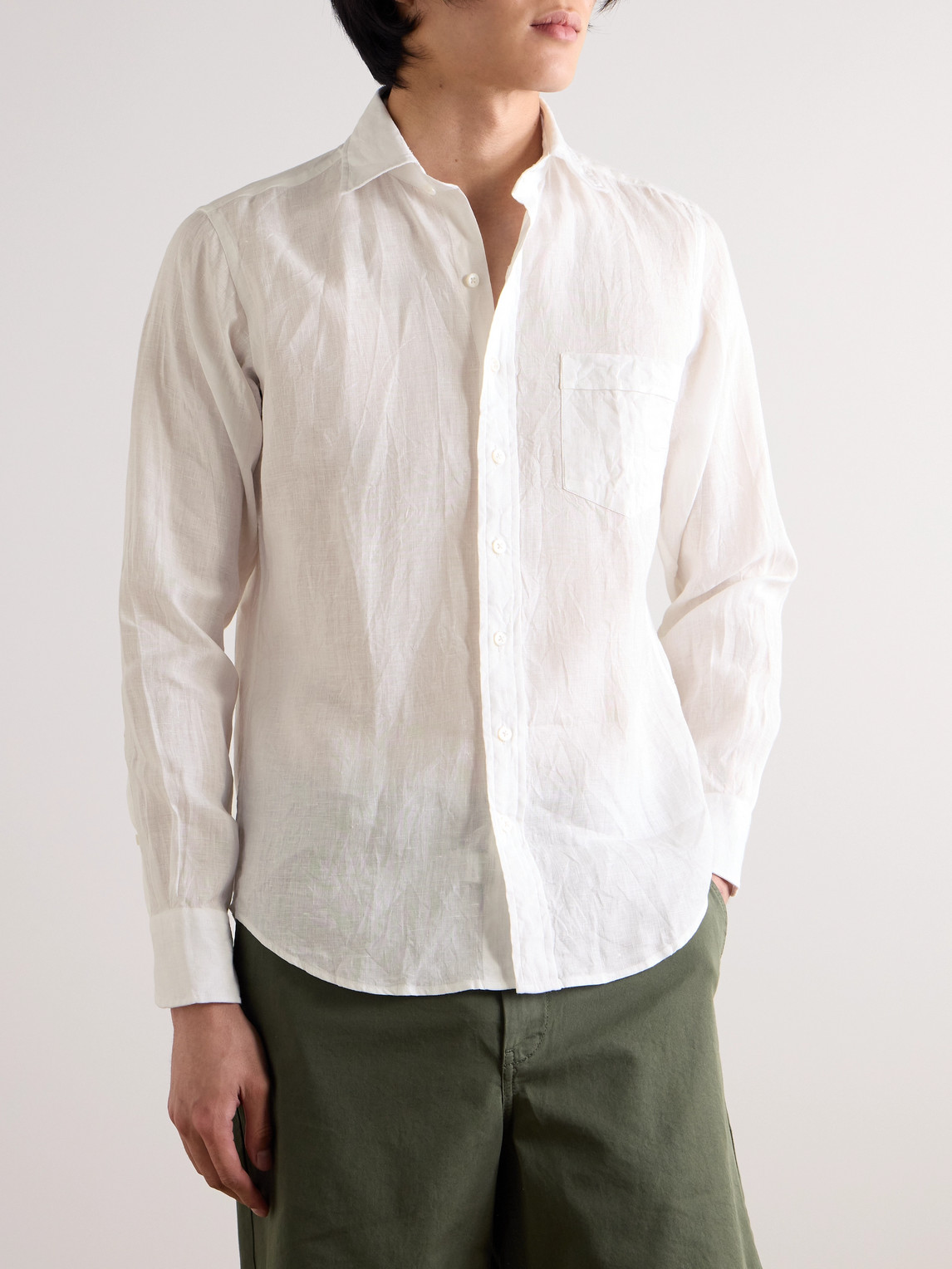  Drake's - Linen Shirt - Men - White - S 