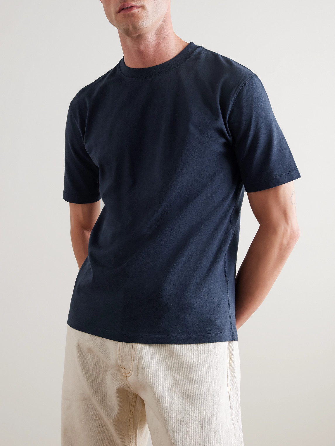 Shop Drake's Cotton-jersey T-shirt In Blue