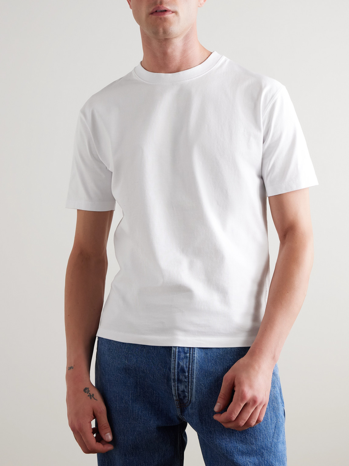 Shop Drake's Cotton-jersey T-shirt In White