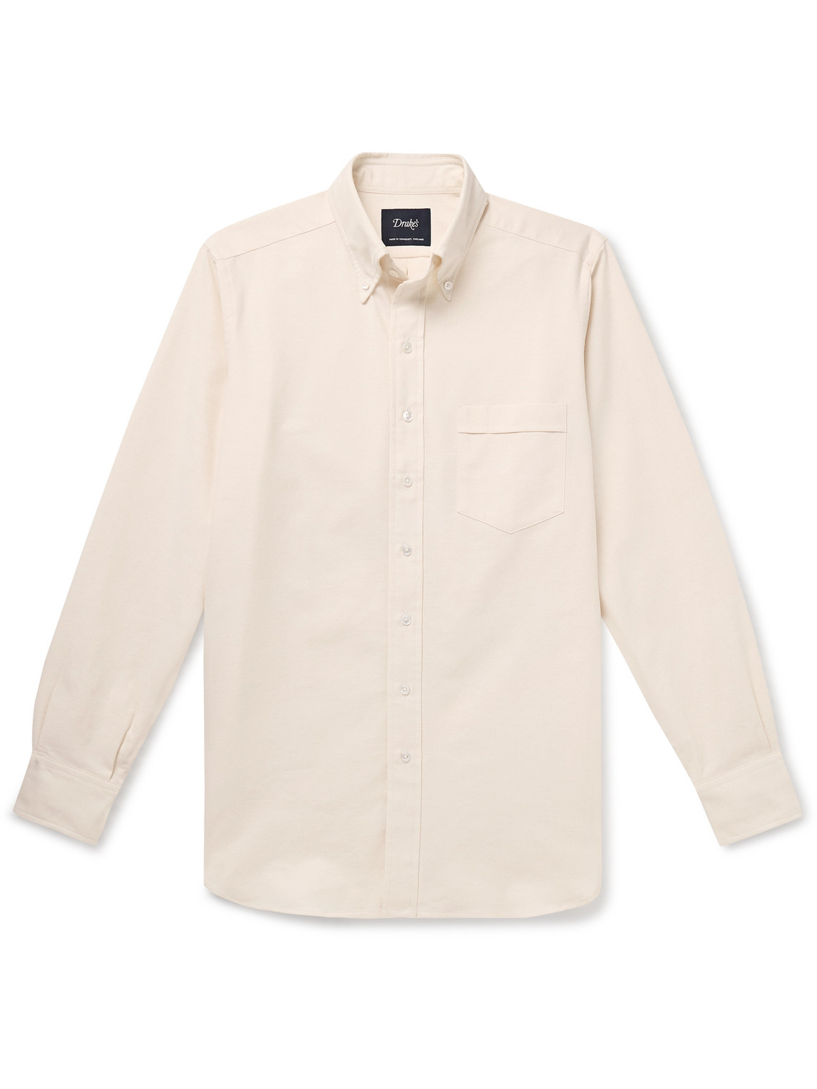 Drake's Button-down Collar Cotton Oxford Shirt In White