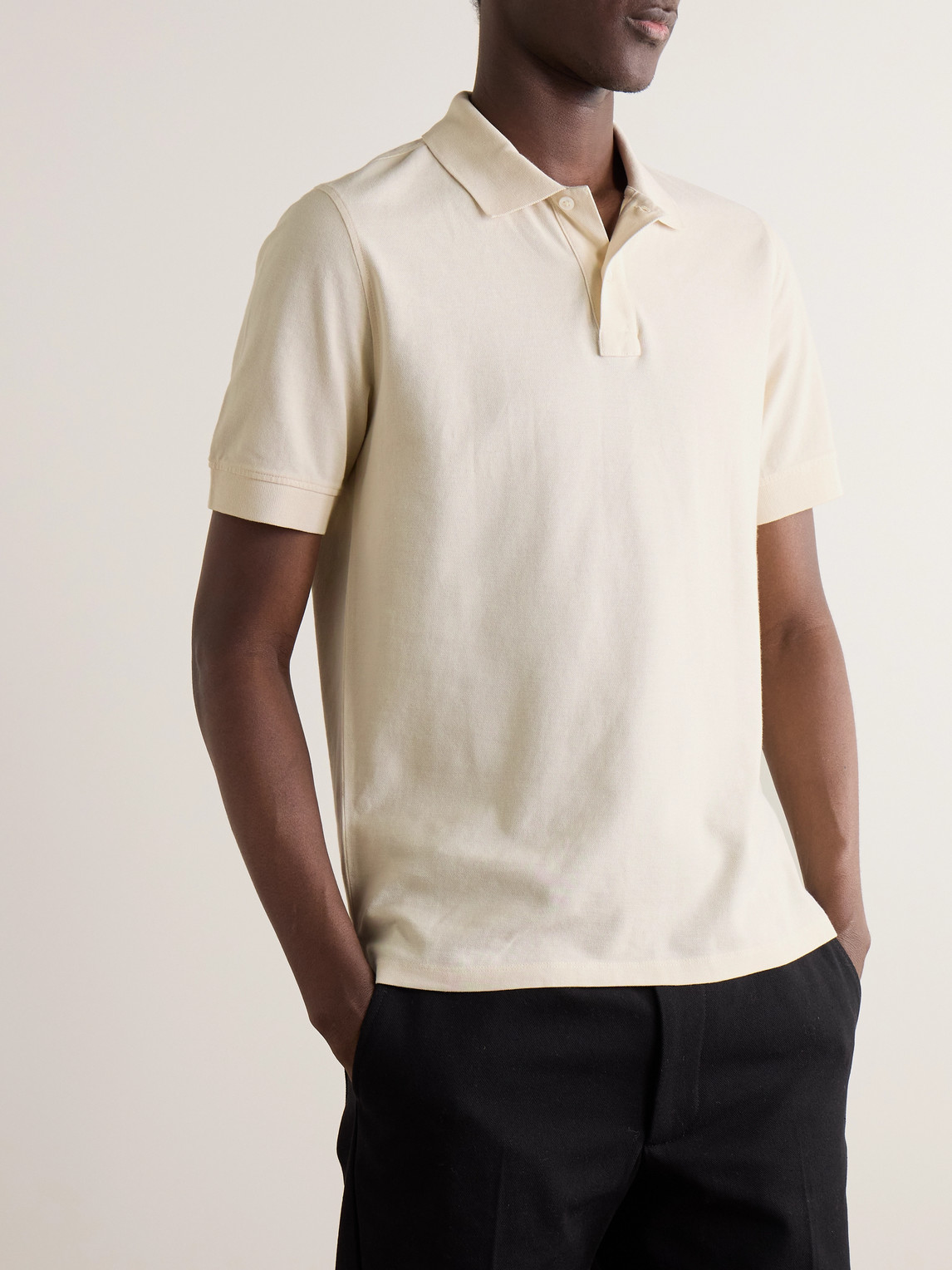  Drake's - Cotton-piqué Polo Shirt - Men - Neutrals - S 