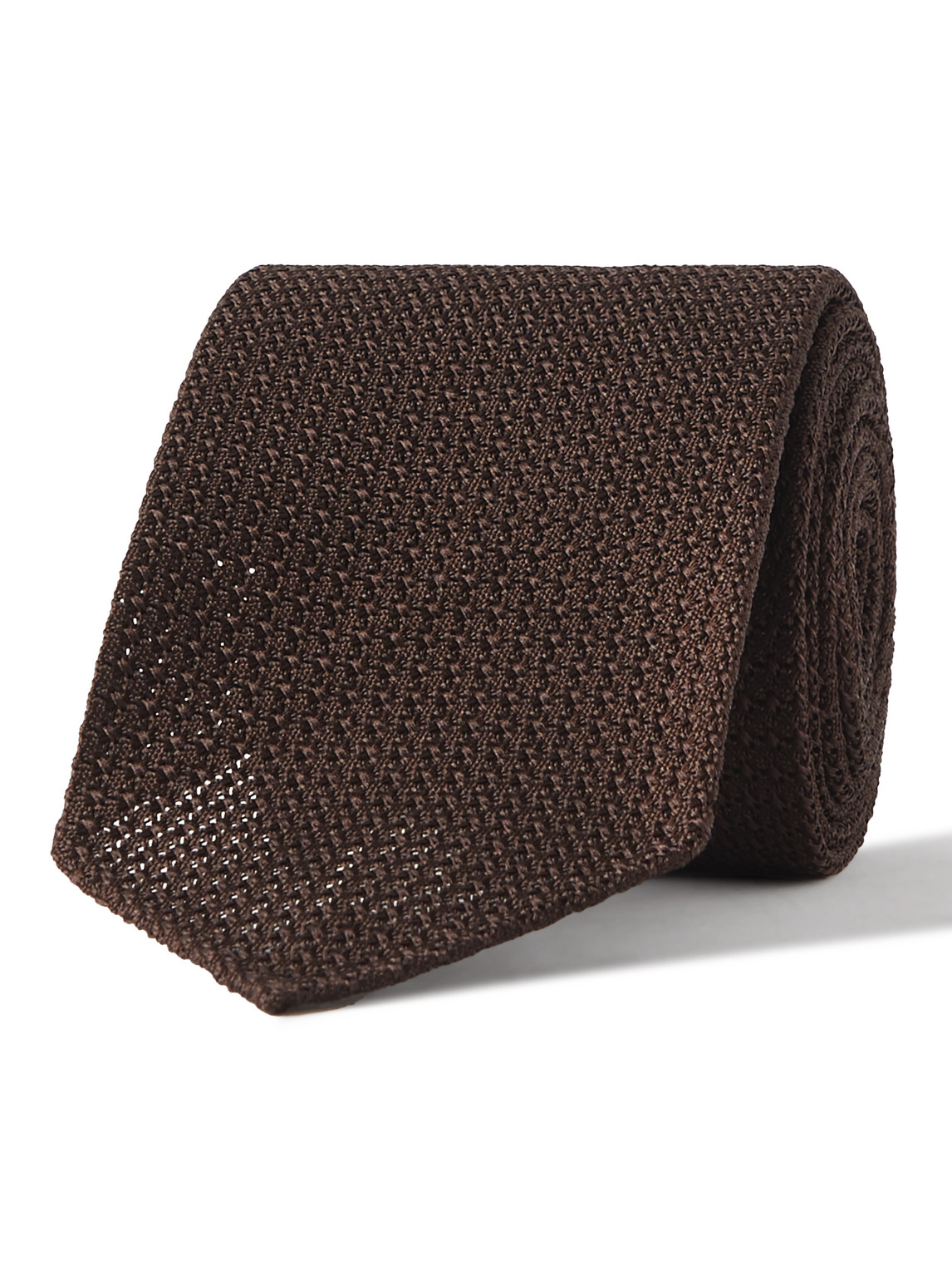 Drake's 8cm Silk-grenadine Tie In Brown