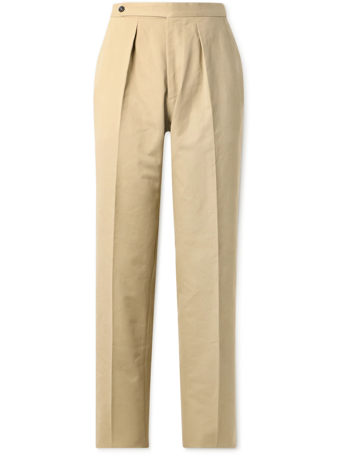 Straight-Leg Pleated Cotton-Drill Suit Trousers