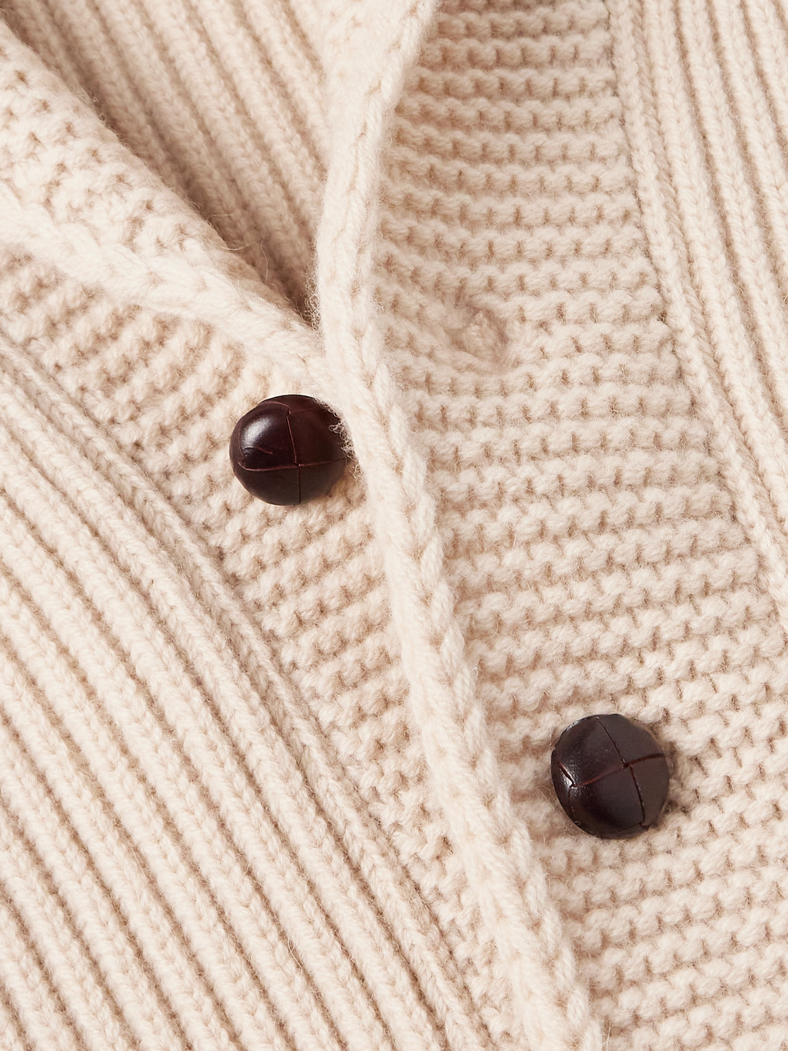 DRAKE'S SHAWL-COLLAR RIBBED WOOL CARDIGAN