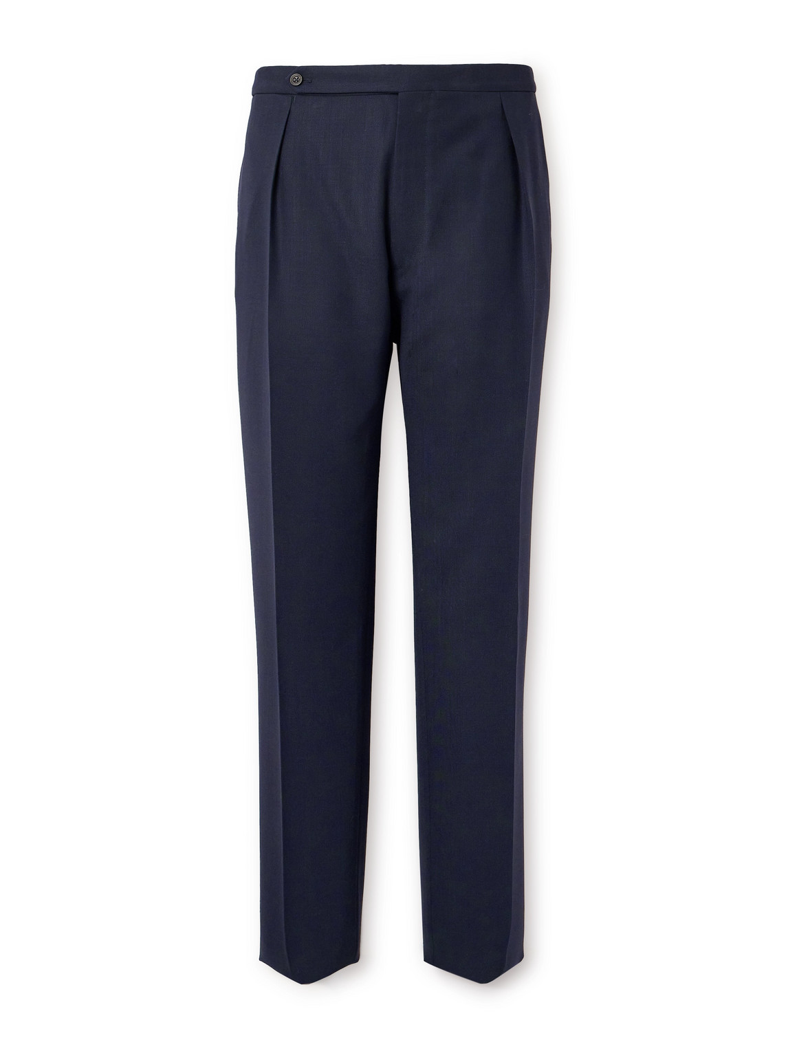 Drake's Straight-leg Pleated Wool Suit Trousers In Blue