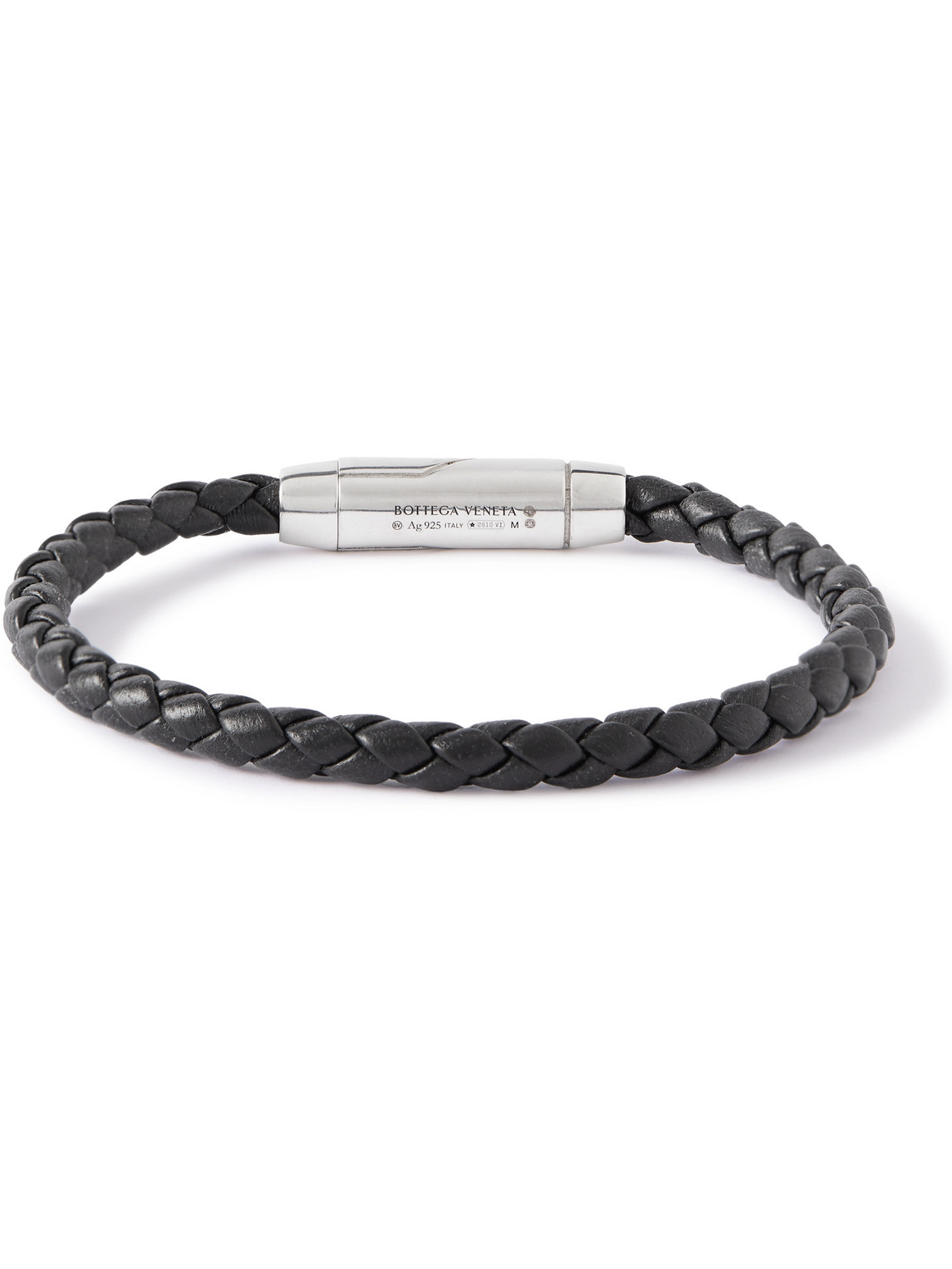 Bottega Veneta Black Woven Leather Silver Narrow Cuff Bracelet Bottega  Veneta | TLC