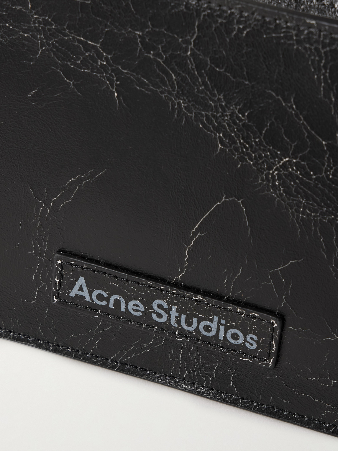 Shop Acne Studios Platt Mini Cracked-leather Messenger Bag In Black