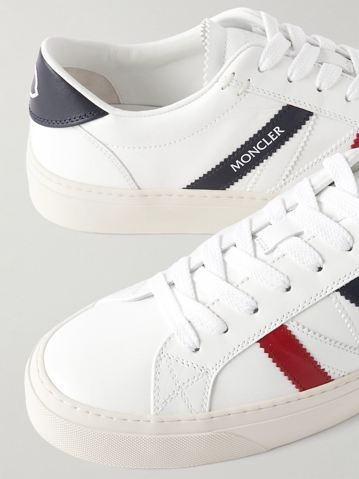 Moncler Low Top Sneakers Featuring Contrasting Panels In White