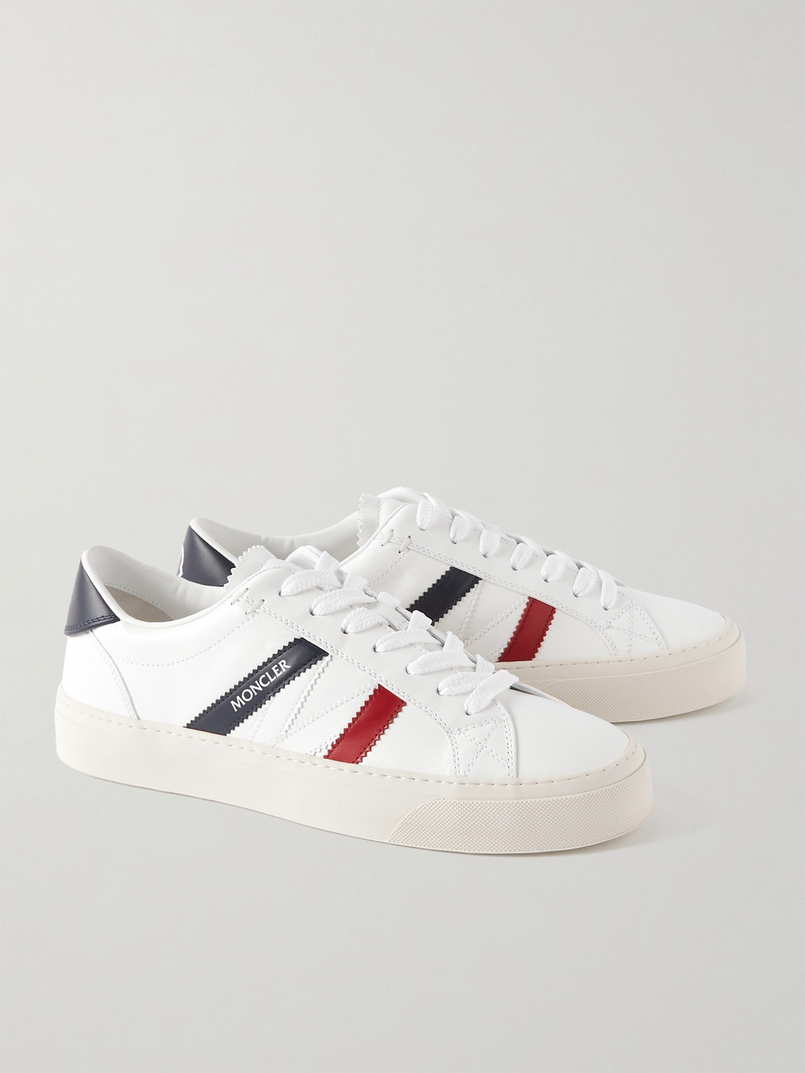 Moncler Low Top Sneakers Featuring Contrasting Panels In White