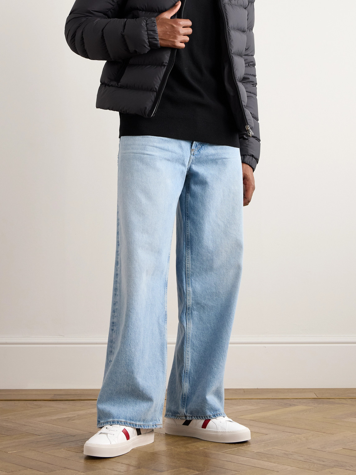 Moncler Low Top Sneakers Featuring Contrasting Panels In White