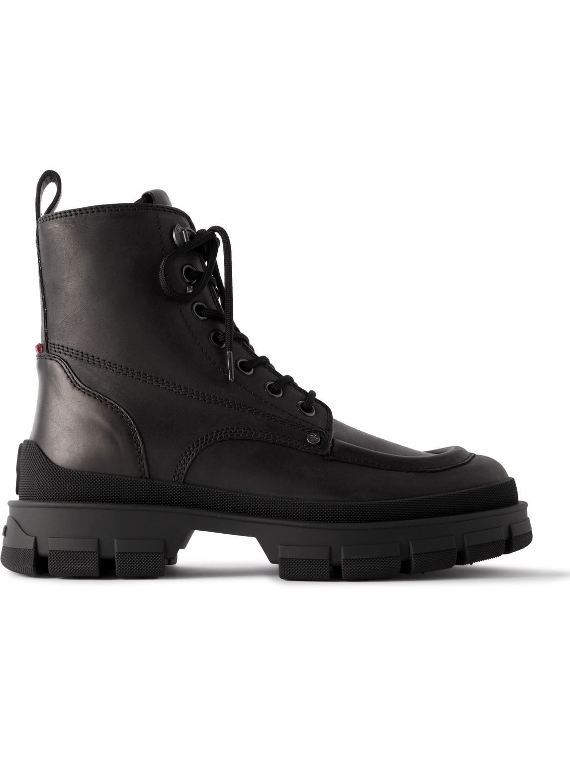 Moncler Hevea City Leather Boots In Black