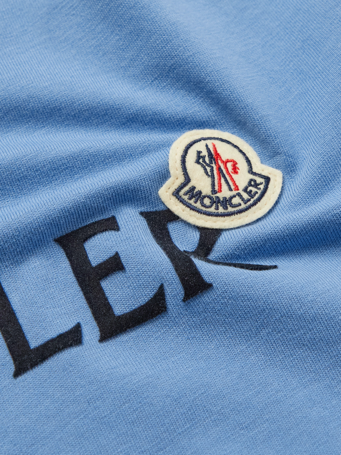 Moncler Slim-fit Logo-flocked Cotton-jersey T-shirt In Blue