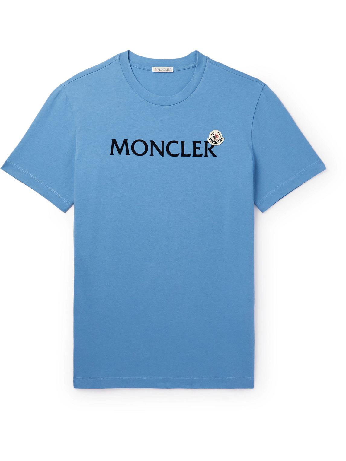 Moncler Slim-fit Logo-flocked Cotton-jersey T-shirt In Blue