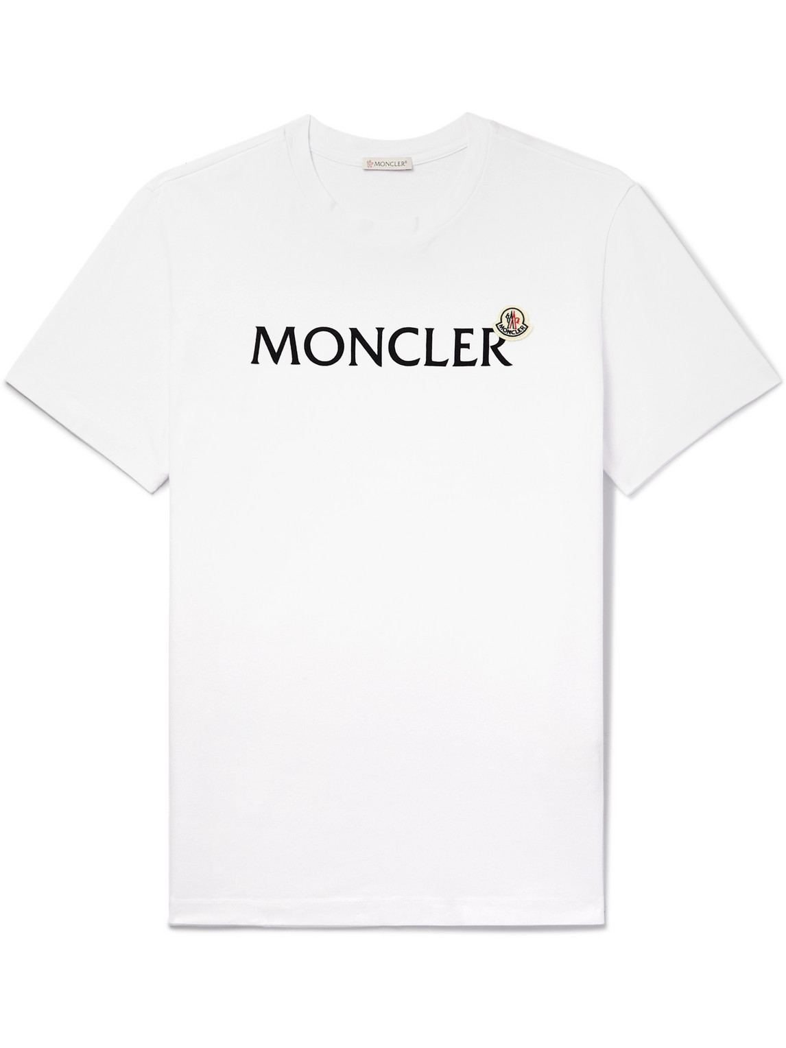 Shop Moncler Logo-flocked Cotton-jersey T-shirt In White