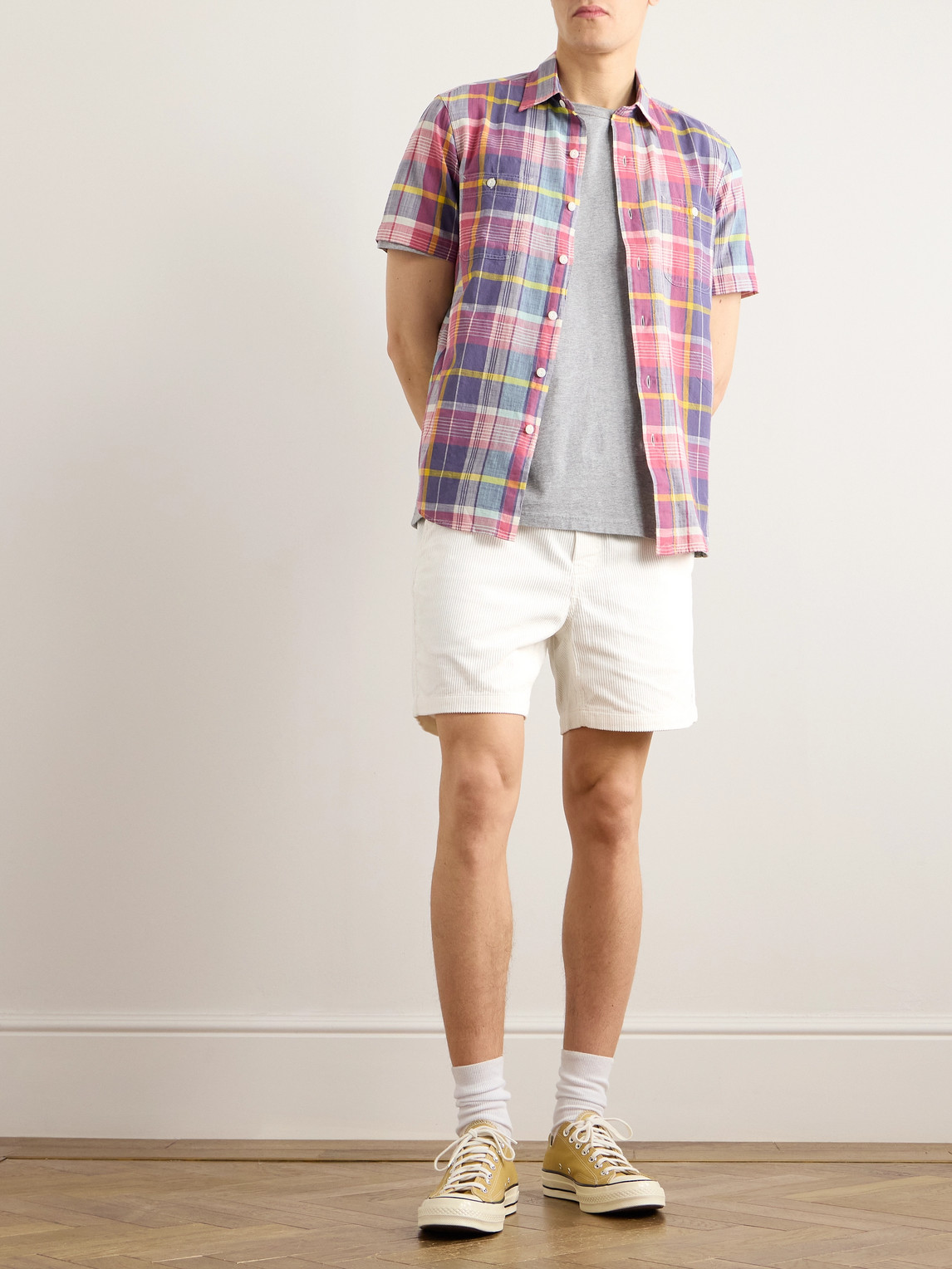 Prepster Straight-Leg Logo-Embroidered Cotton-Corduroy Drawstring Shorts — 2