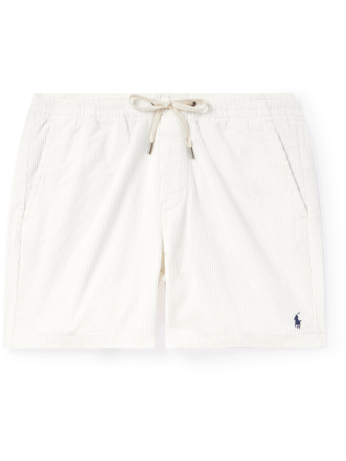 Polo Ralph Lauren Prepster Straight-leg Logo-embroidered Cotton-corduroy Drawstring Shorts In White