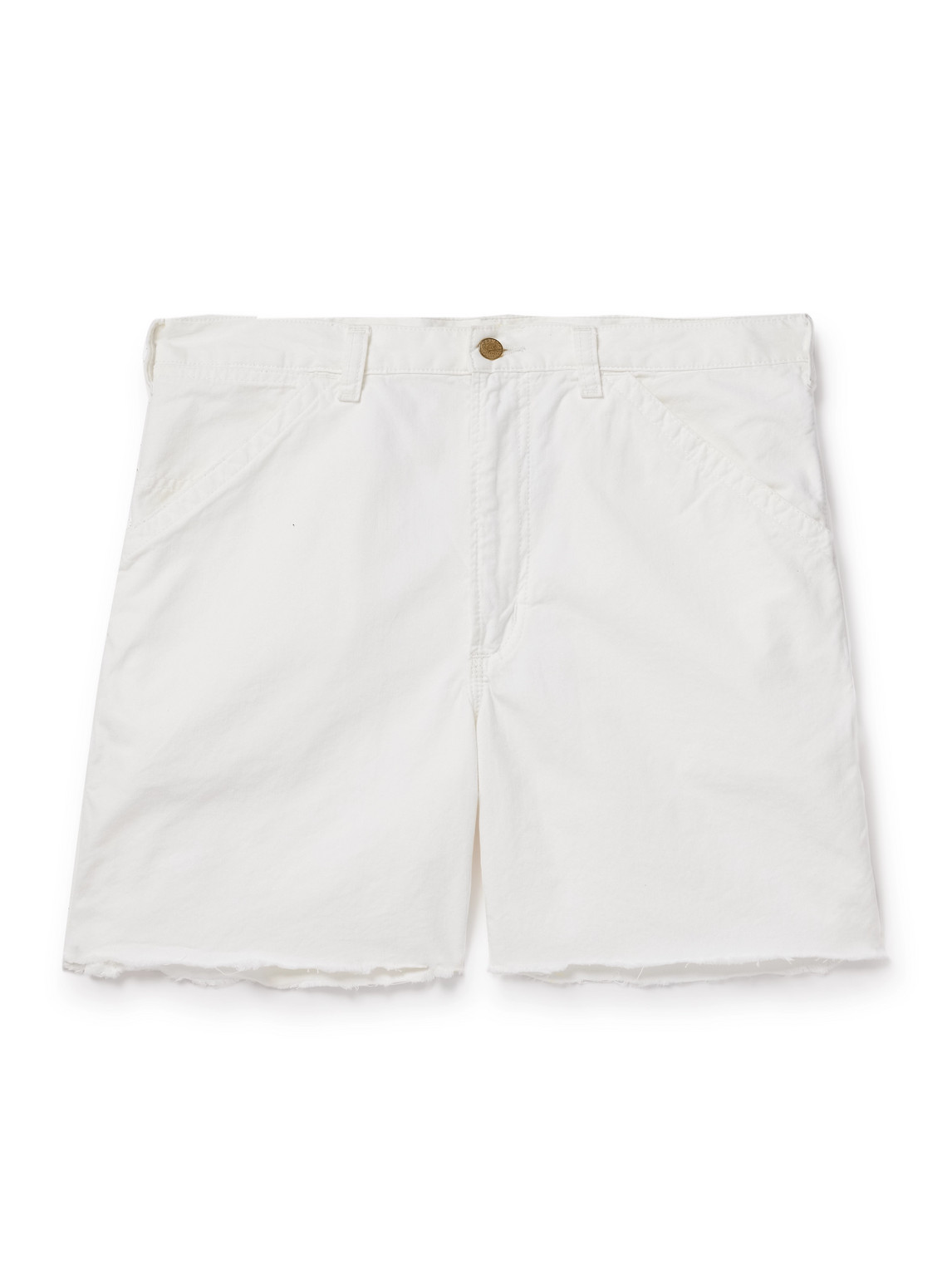 Straight-Leg Distressed Garment-Dyed Denim Shorts