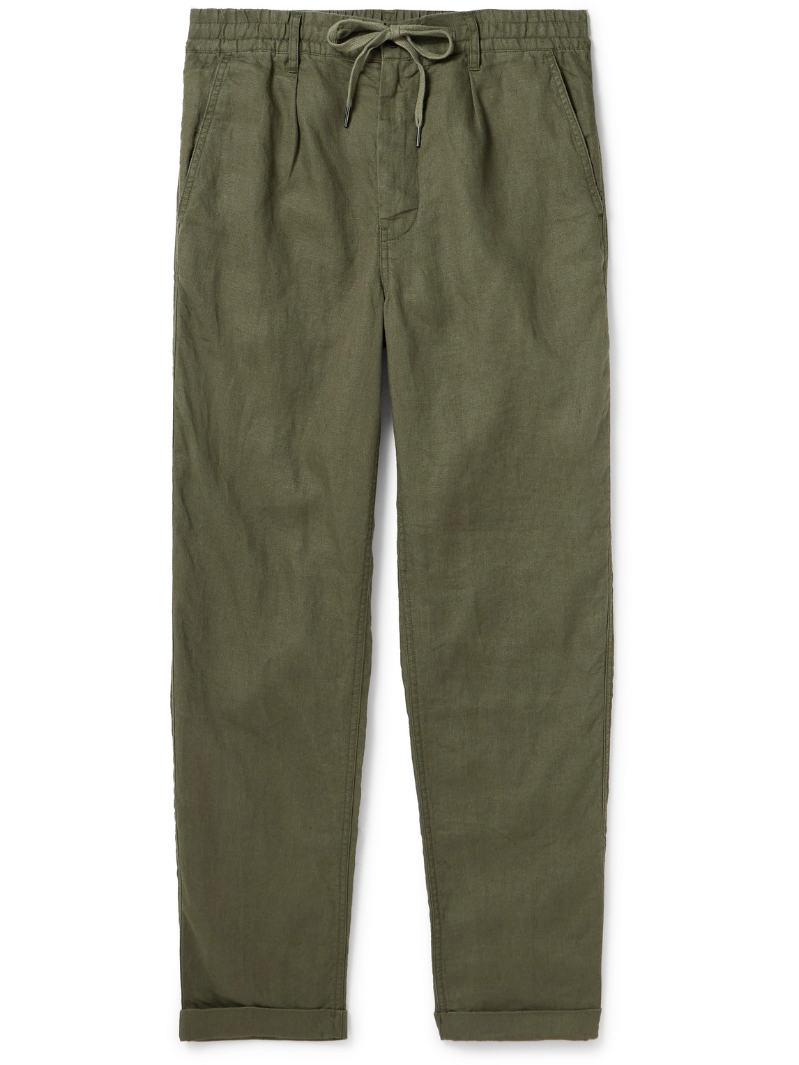 Straight-Leg Linen Drawstring Trousers