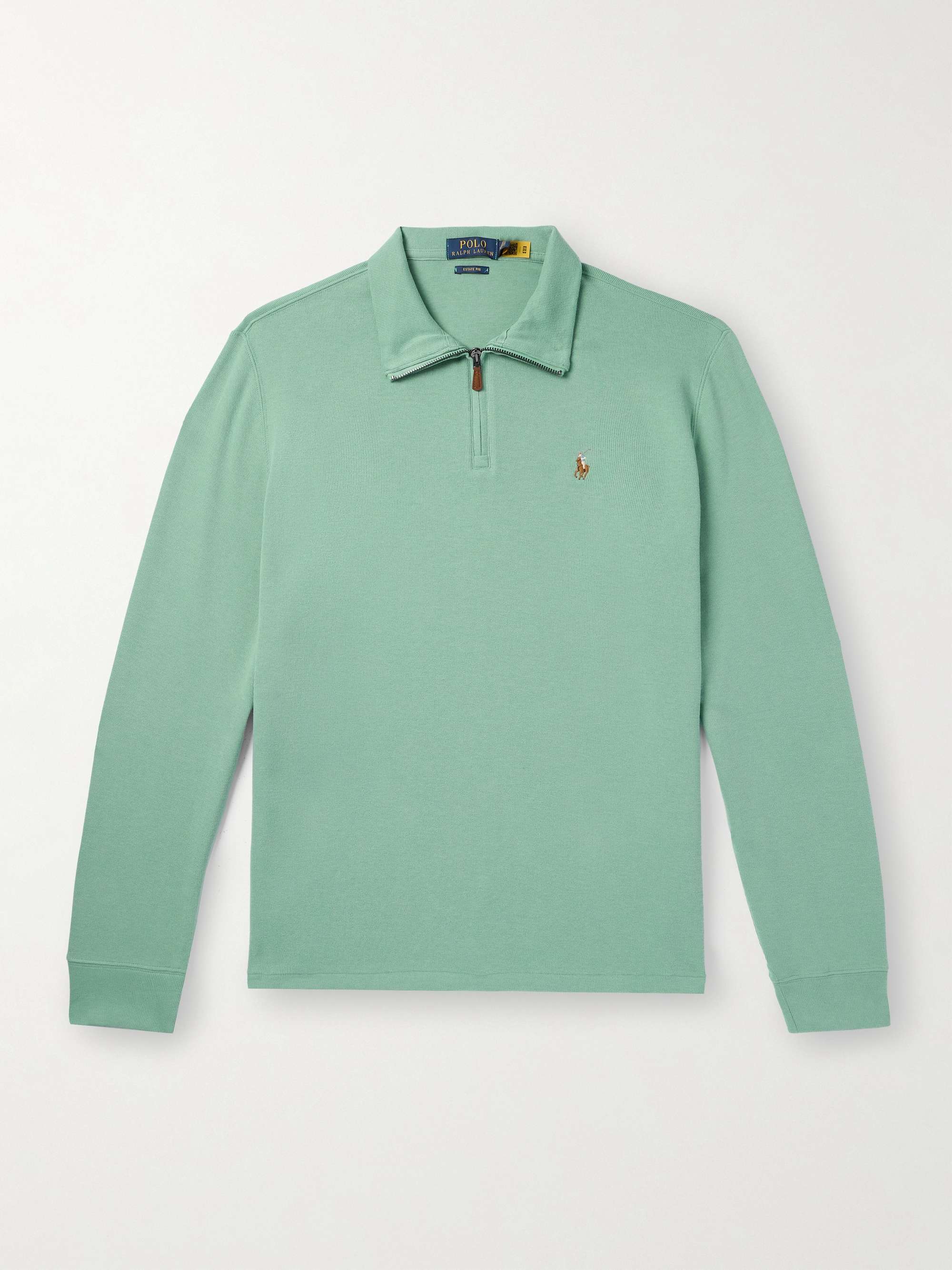 POLO RALPH LAUREN Logo-Embroidered Cotton Half-Zip Sweater