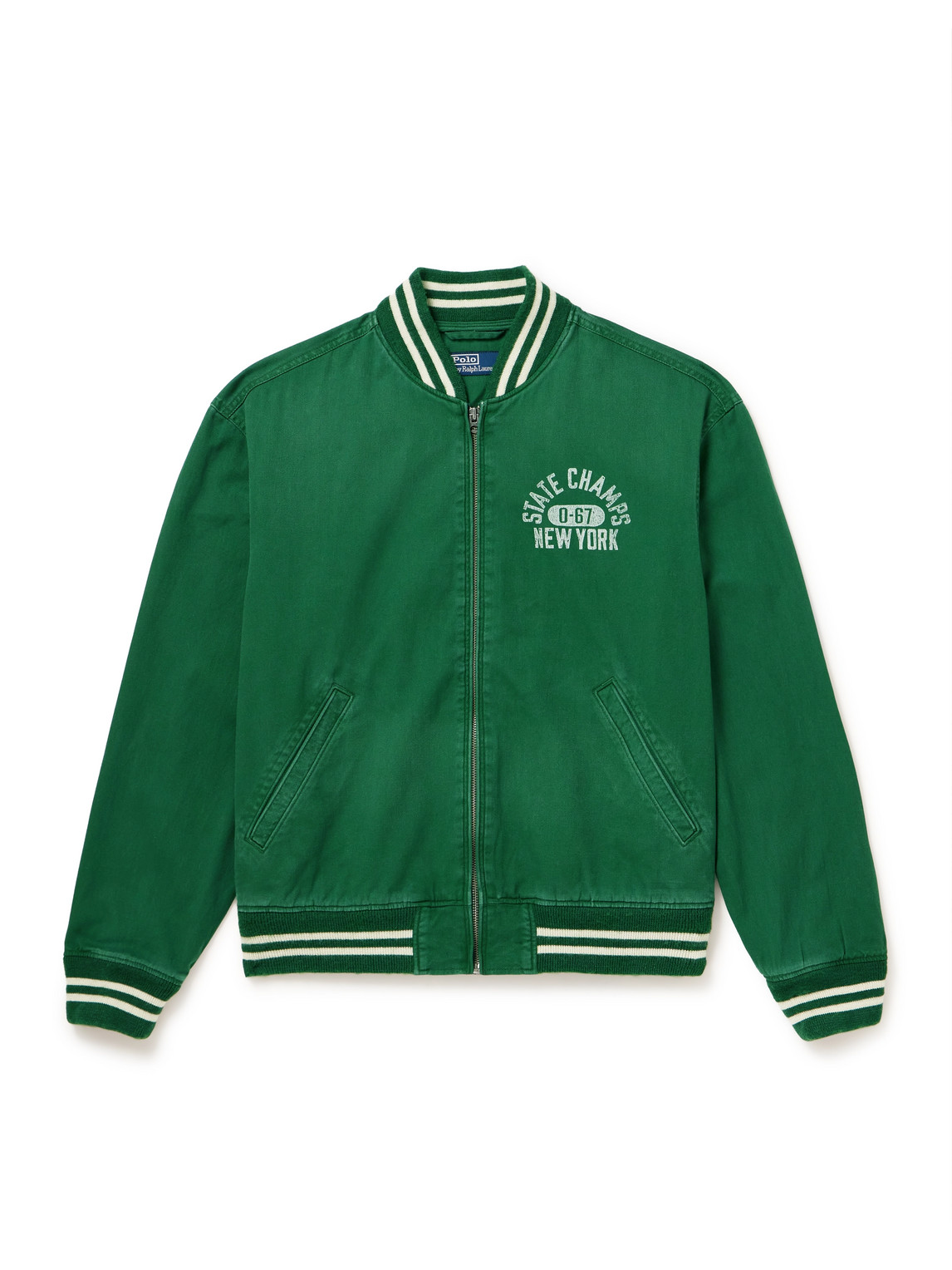 Polo Ralph Lauren Mens Green Tennis Logo-embroidered Cotton-twill Varsity Jacket Xl In Green