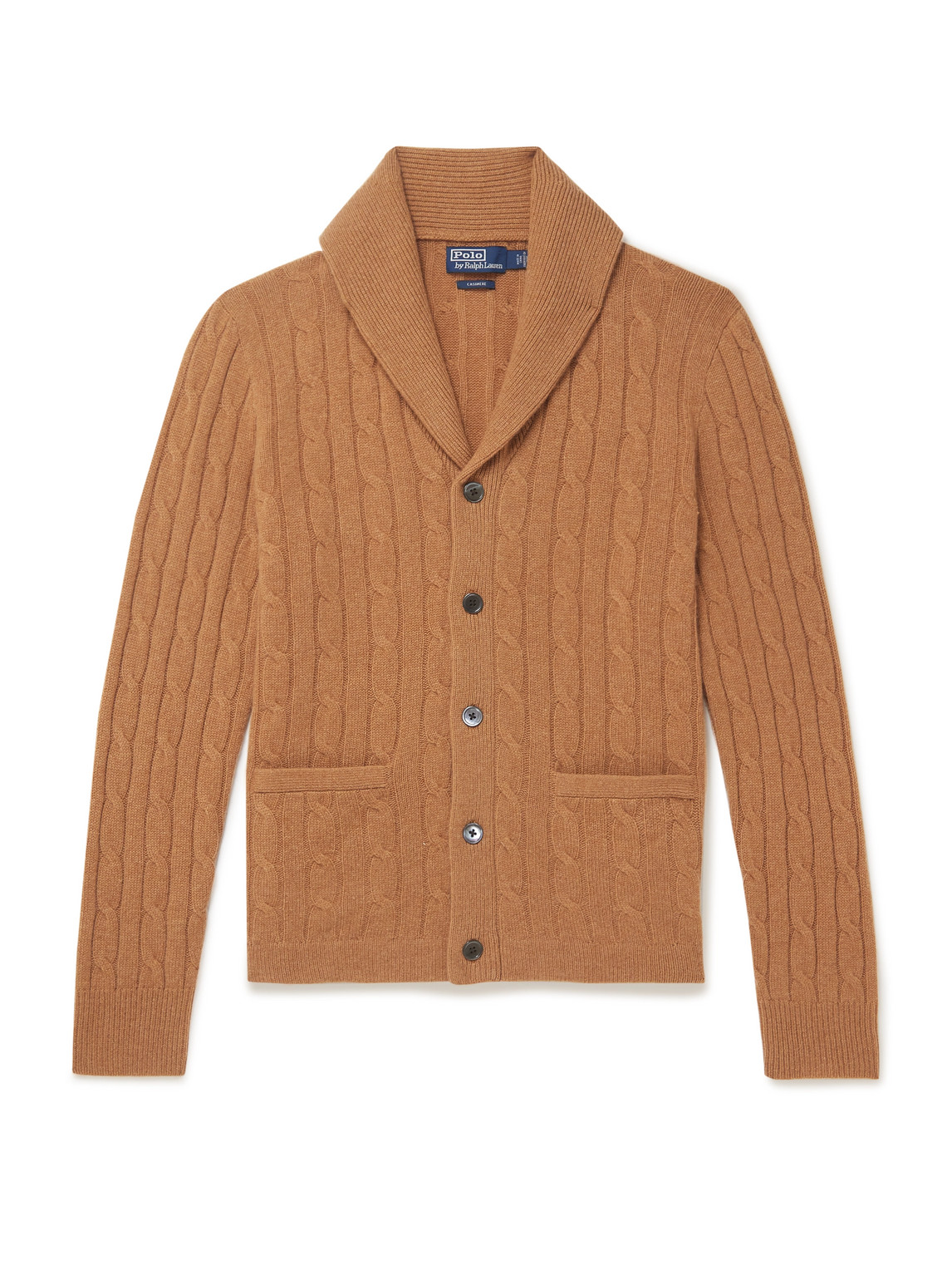 Polo Ralph Lauren Shawl-collar Cable-knit Cashmere Cardigan In Brown