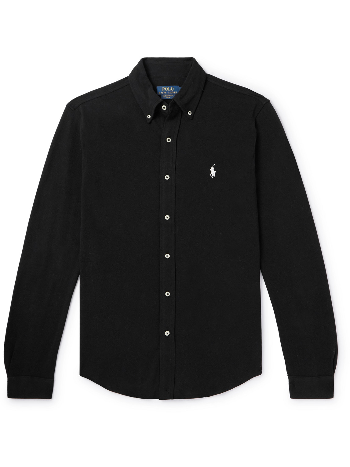 Polo Ralph Lauren Logo-embroidered Cotton-piqué Shirt In Black