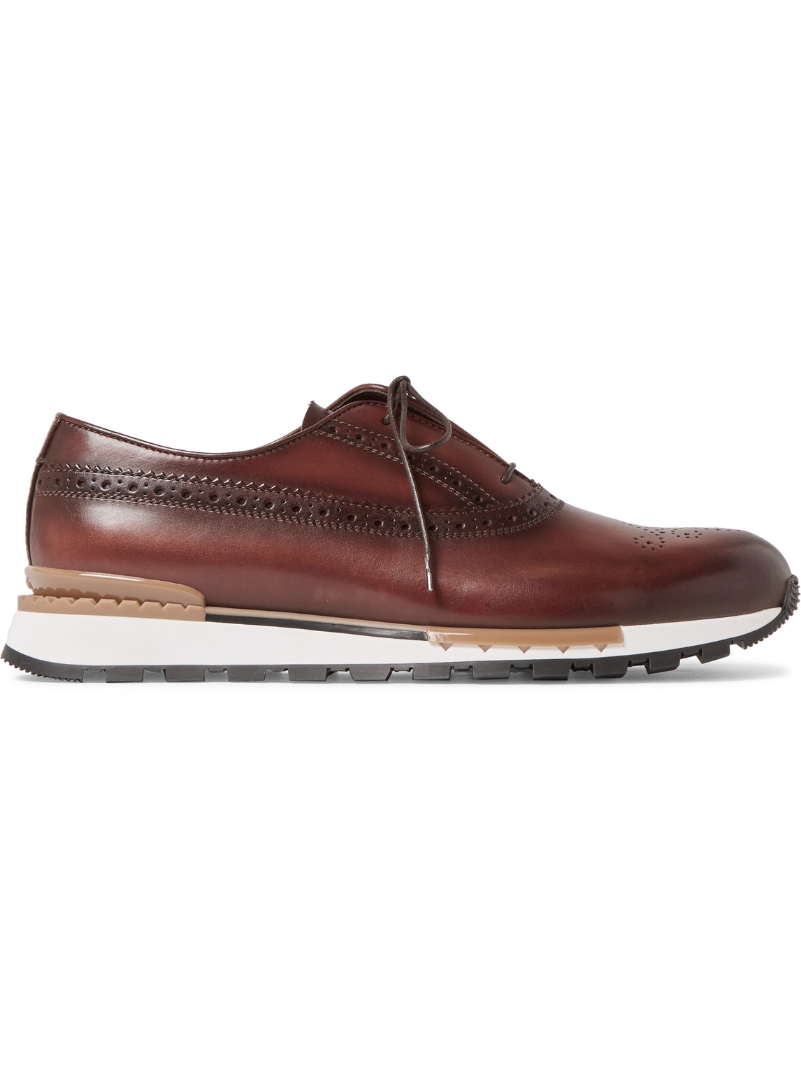Berluti Fast Track Leather Sneakers In Brown