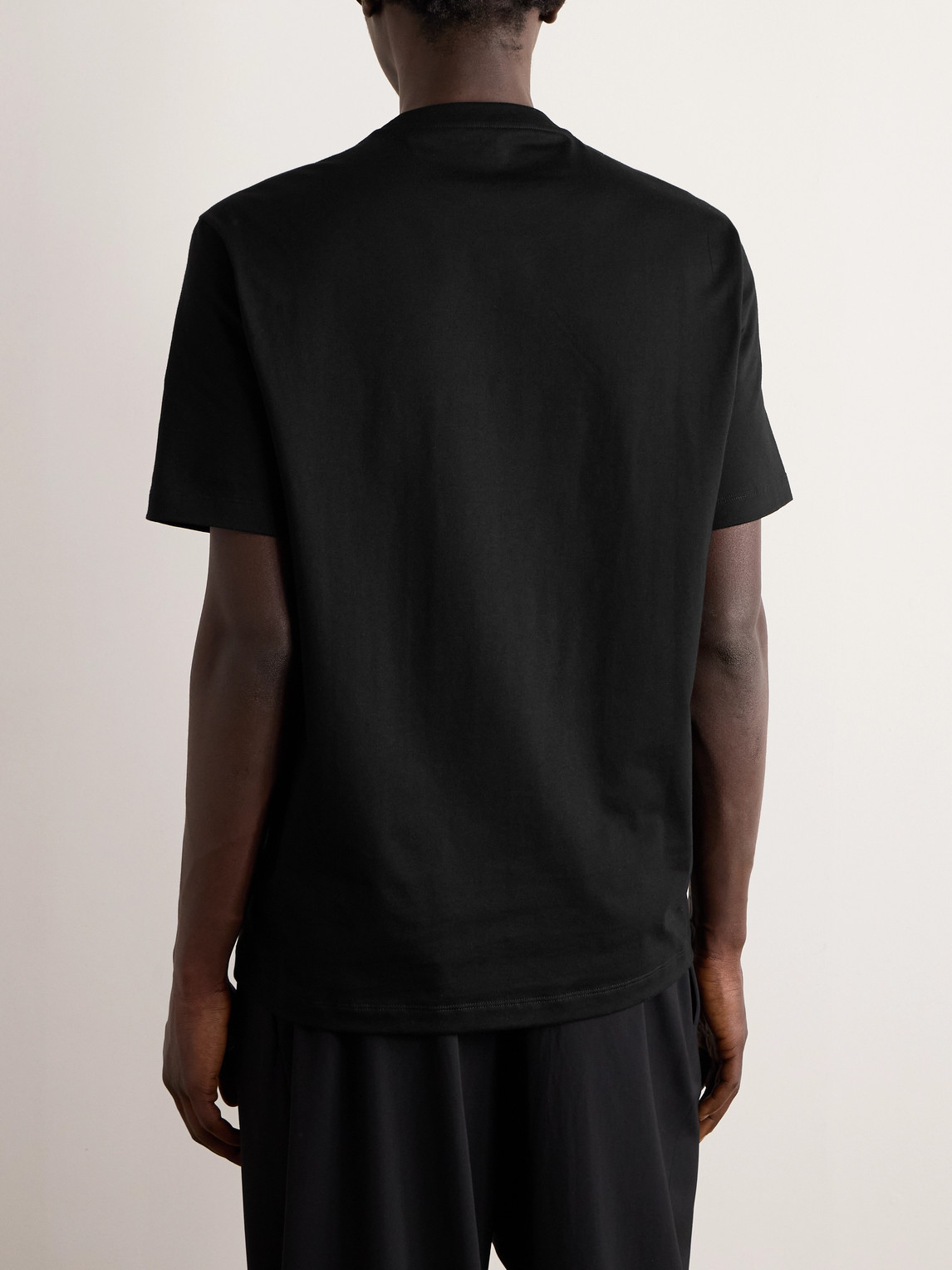 Shop Versace Logo-embroidered Appliquéd Cotton-jersey T-shirt In Black